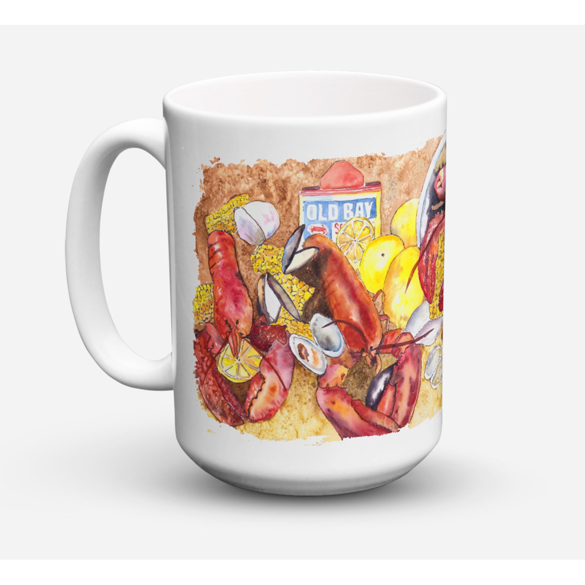 Carolines Treasures 8719CM15 Lobster With Old Bay Microwavable Ceramic Coffee Mug 15 oz Multicolor