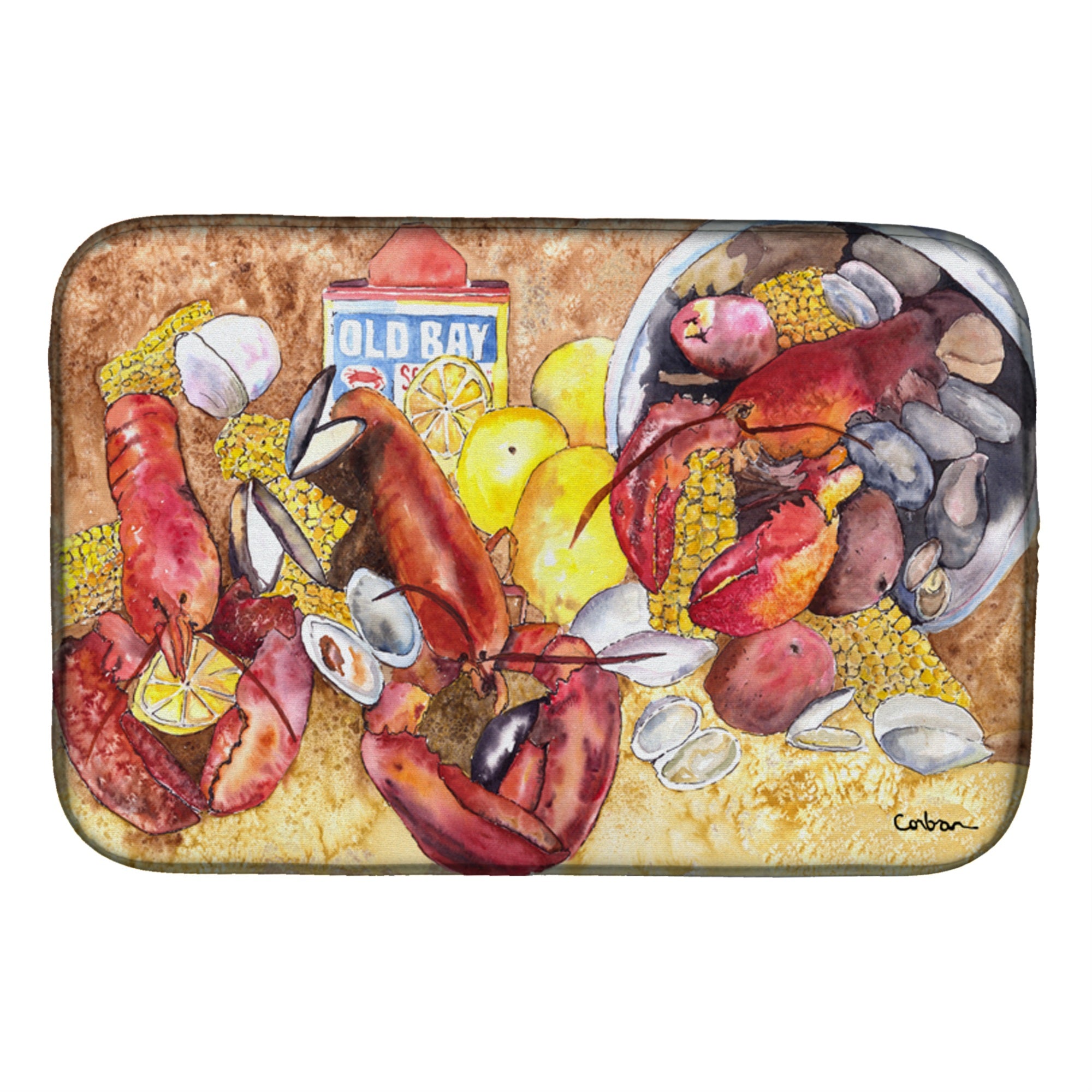 'Caroline'S Treasures Lobster With Old Bay Dish Drying Mat, 14'''' X 21'''', Multicolor''