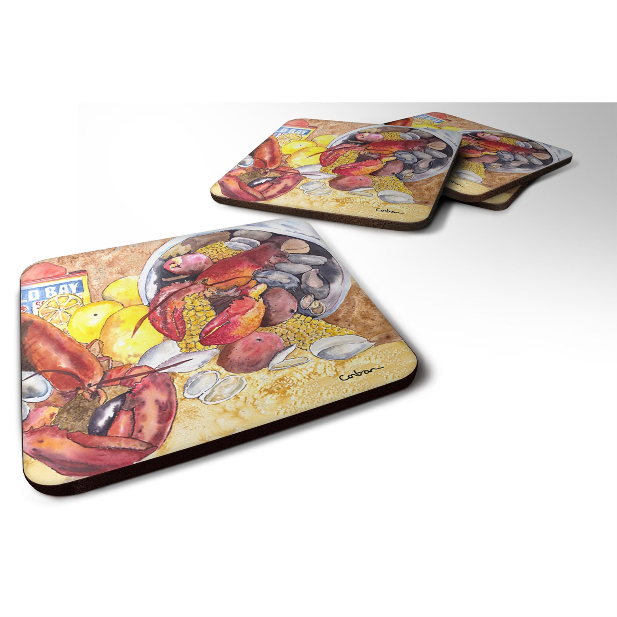 'Caroline'S Treasures 8719Fc Lobster Foam Coasters (Set Of 4), 3.5'''' H X 3.5'''' W, Multicolor''