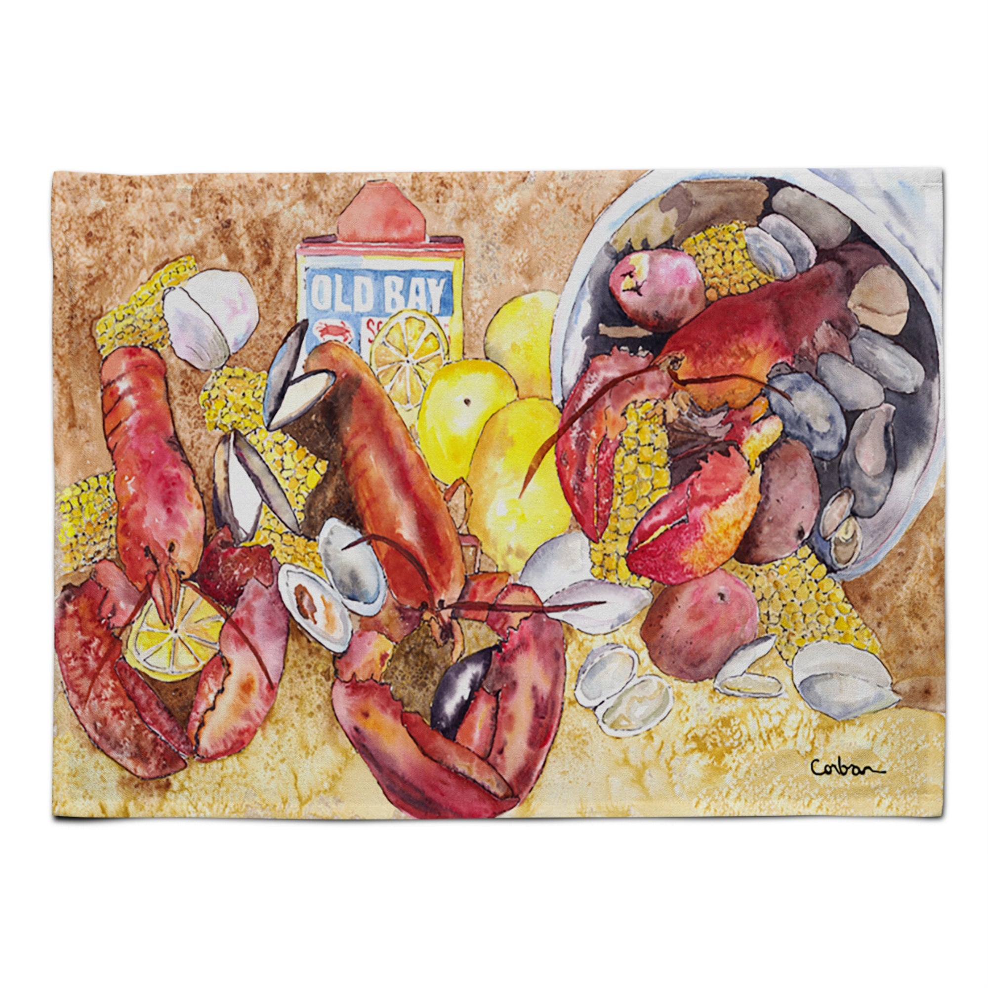 'Caroline'S Treasures 8719Plmt Lobster Bake With Old Bay Seasonings Fabric Placemat, Multicolor''