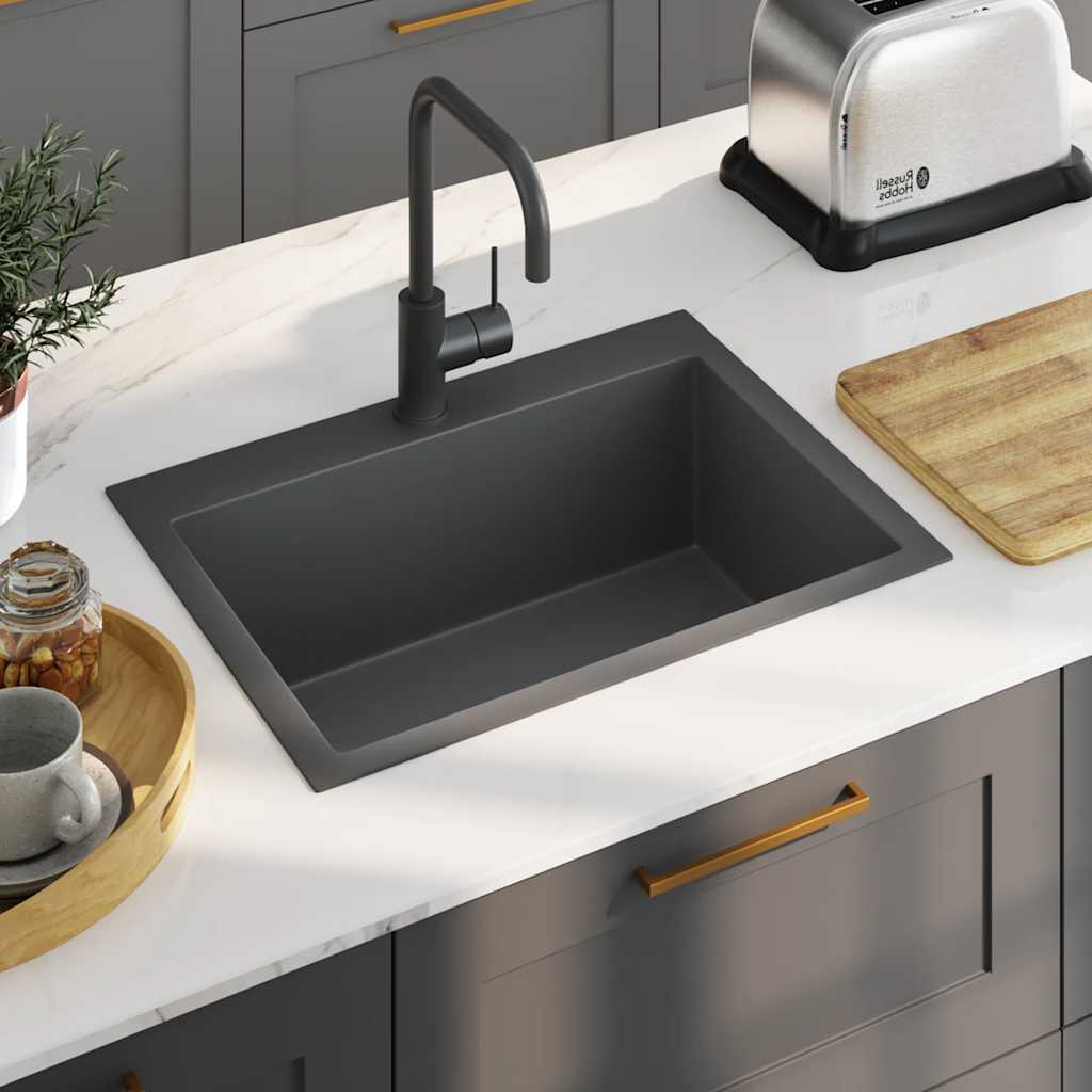 Vidaxl Handmade Kitchen Sink Black Stainless Steel