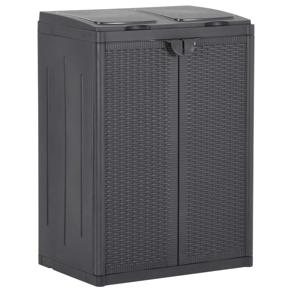 Vidaxl Trash Bin With 2 Doors Black 25.6''X17.7''X34.6'' Pp
