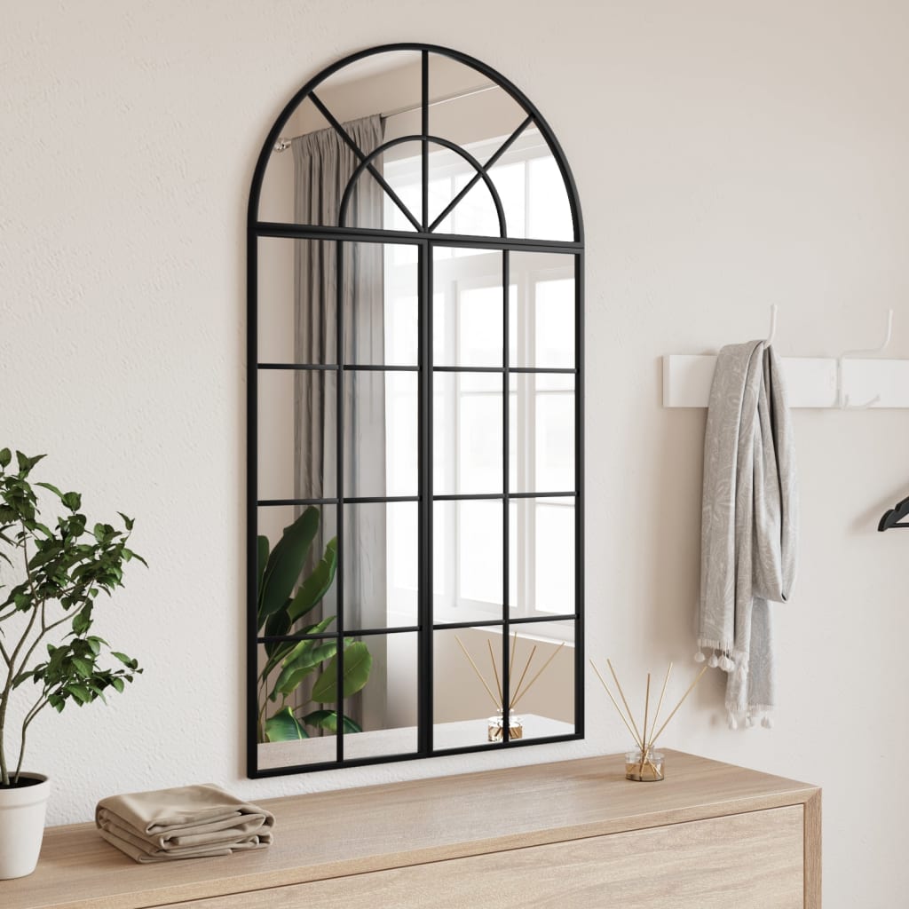 vidaXL Wall Mirror Black 23.6x43.3 Arch Iron