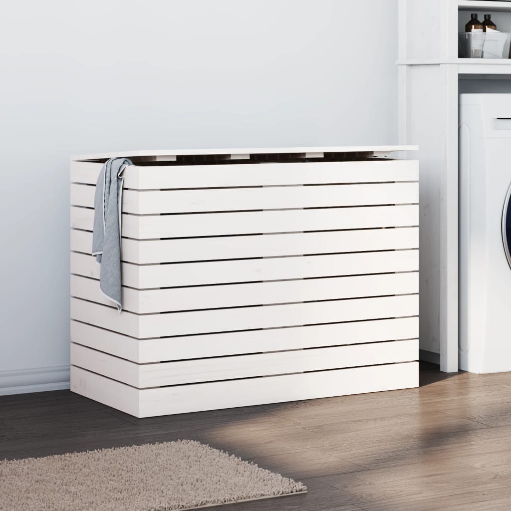 Vidaxl Laundry Basket White 34.8''X17.3''X26'' Solid Wood Pine