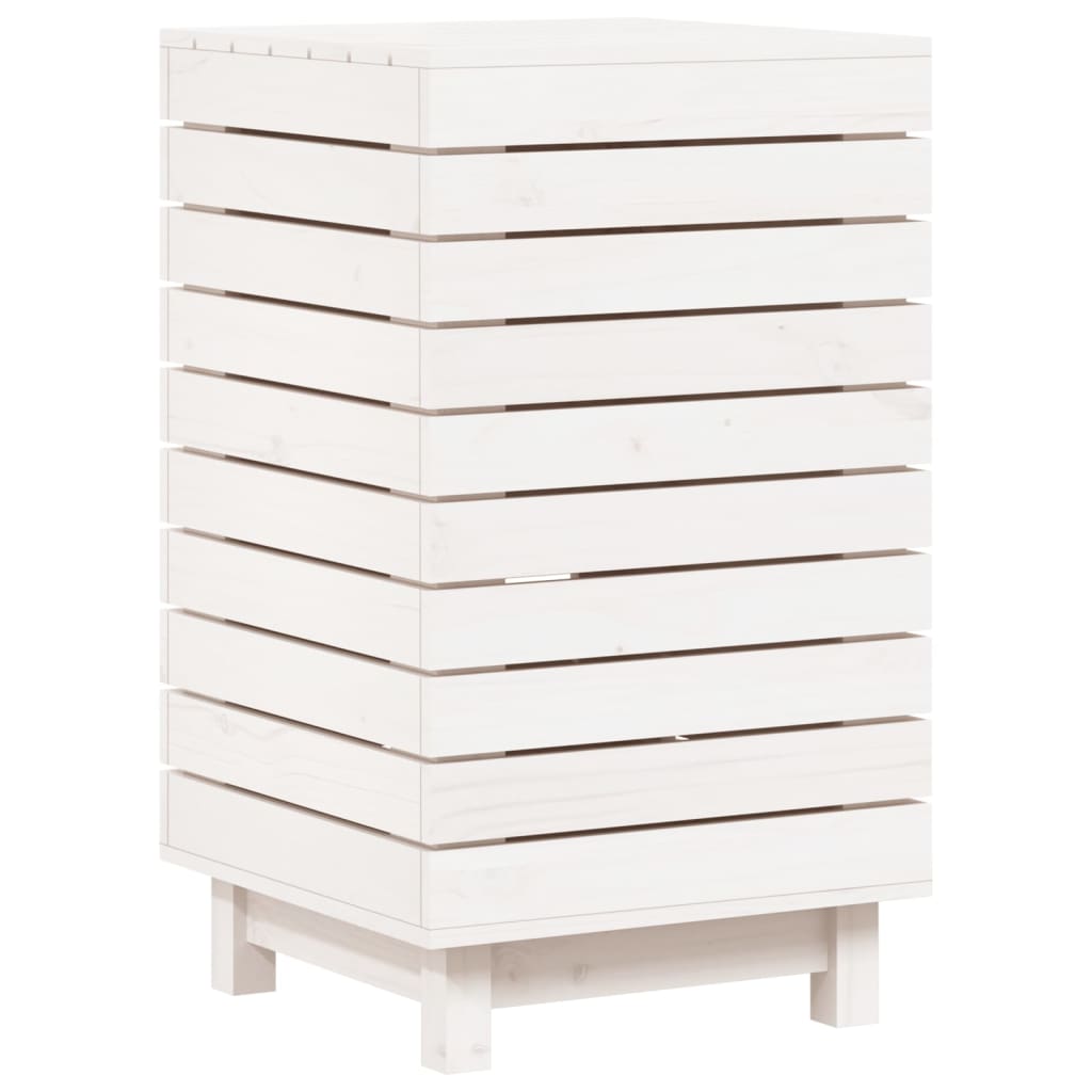 vidaXL Laundry Basket White 17.3''x17.3''x29.9'' Solid Wood Pine