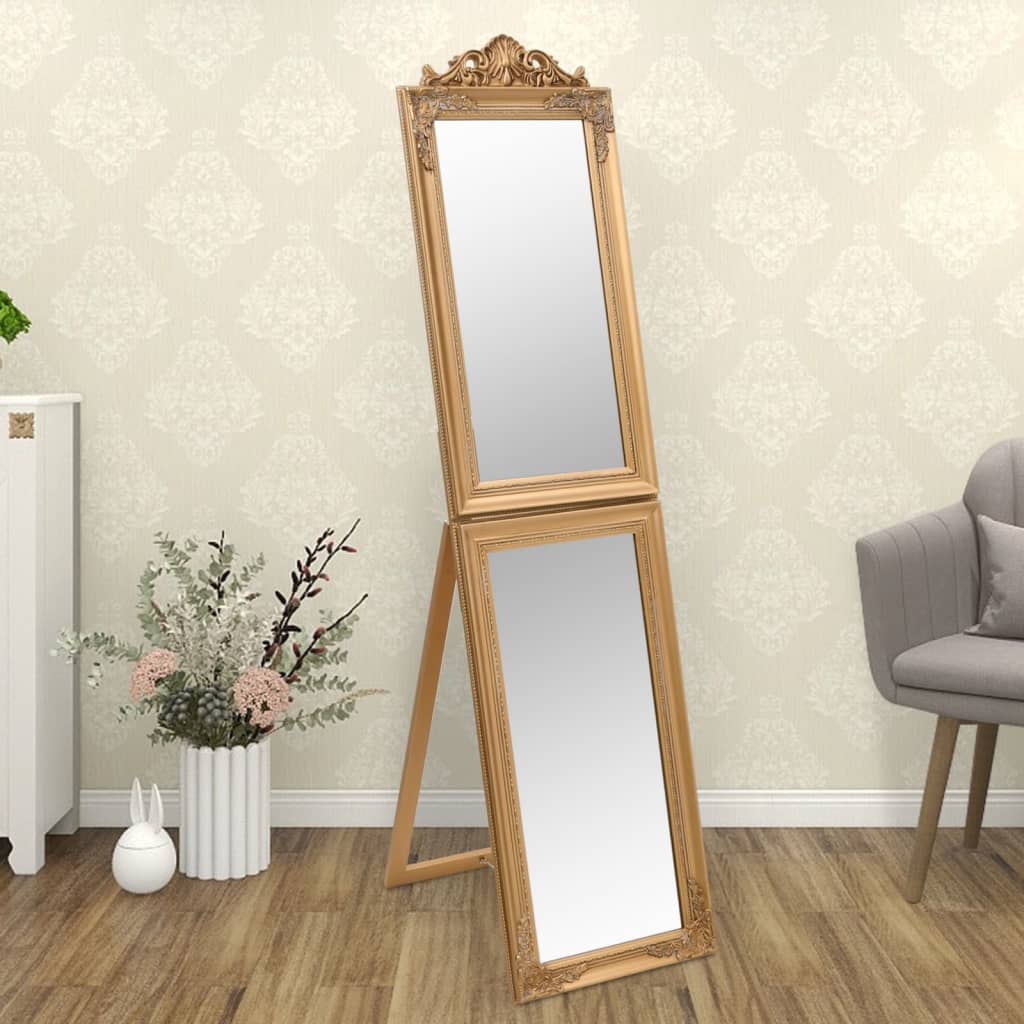 vidaXL Free-Standing Mirror Gold 17.7x70.9