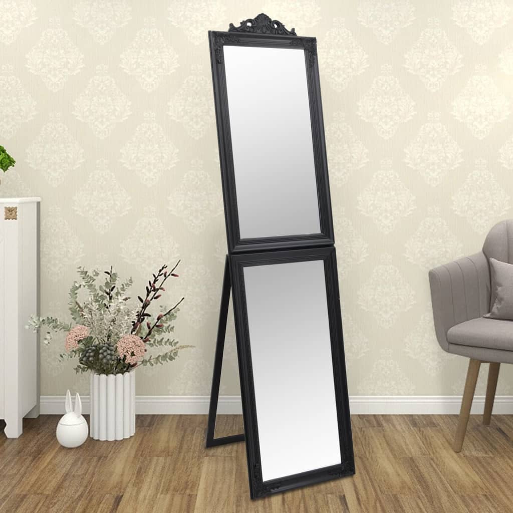 vidaXL Free-Standing Mirror Black 19.7x78.7