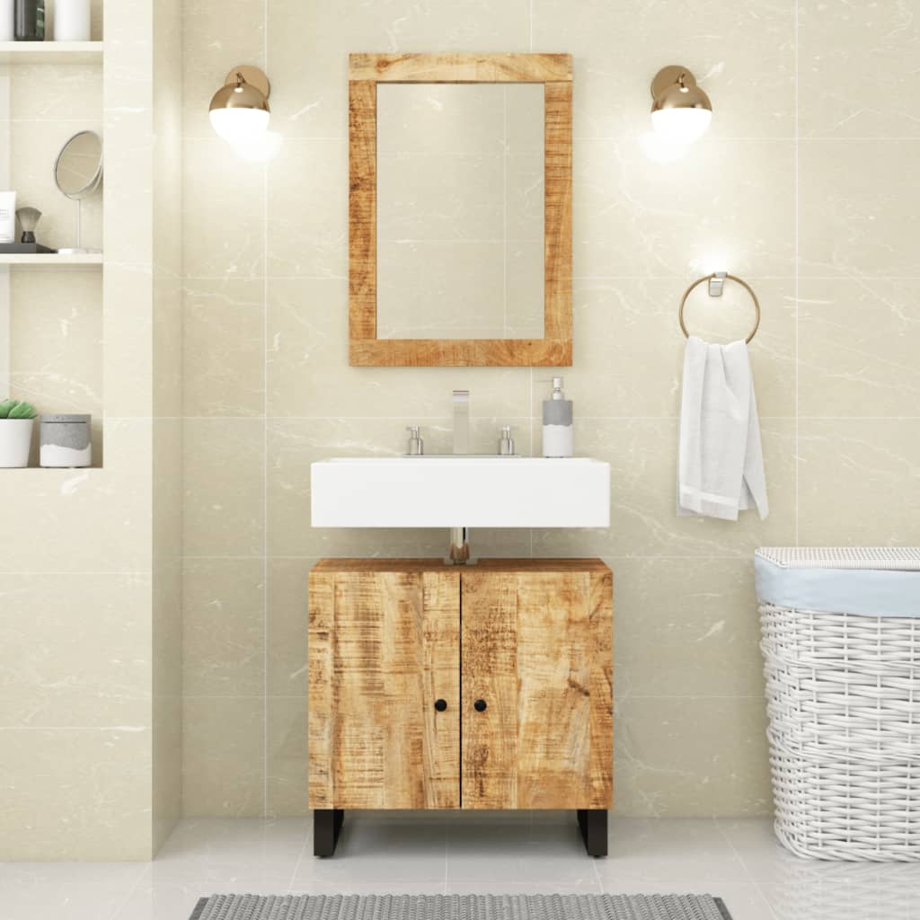 vidaXL Mirror Natural Wood Solid Mango Wood, Glass 27.6x19.7 in Durable