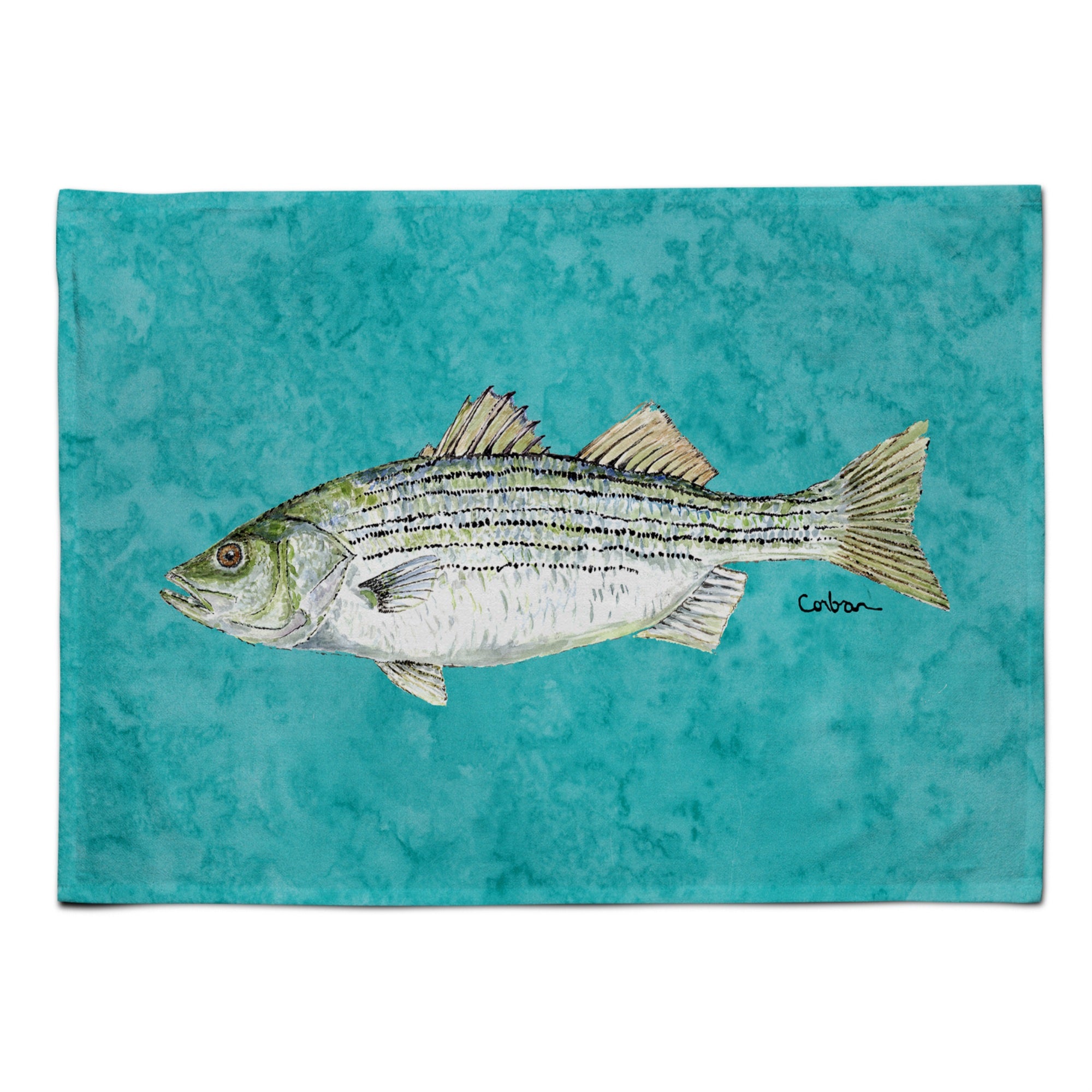 'Caroline'S Treasures 8720Plmt Fish Striped Bass Fabric Placemat, Multicolor''