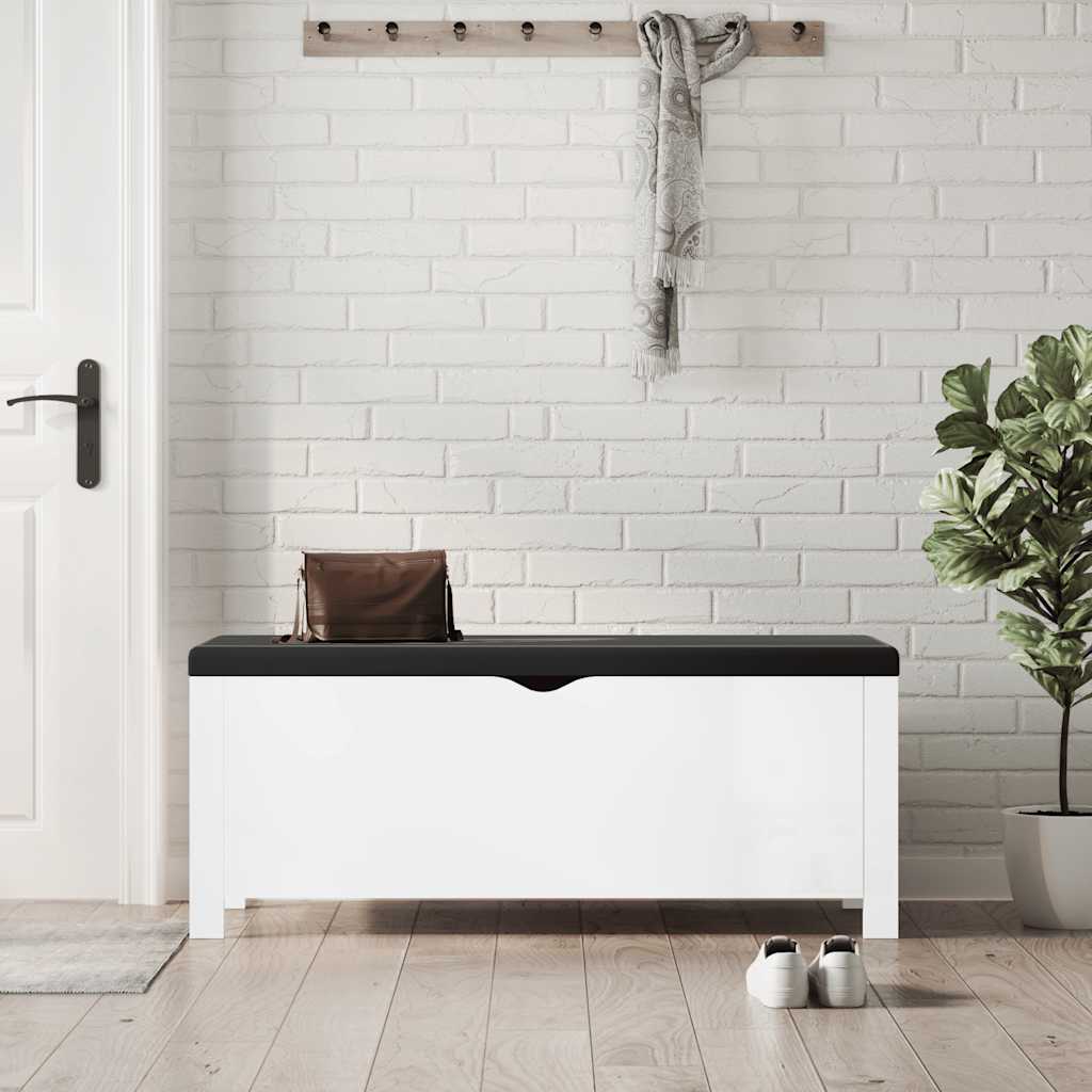 vidaXL Storage Box with Cushion High Gloss White 41.3x15.7x17.7
