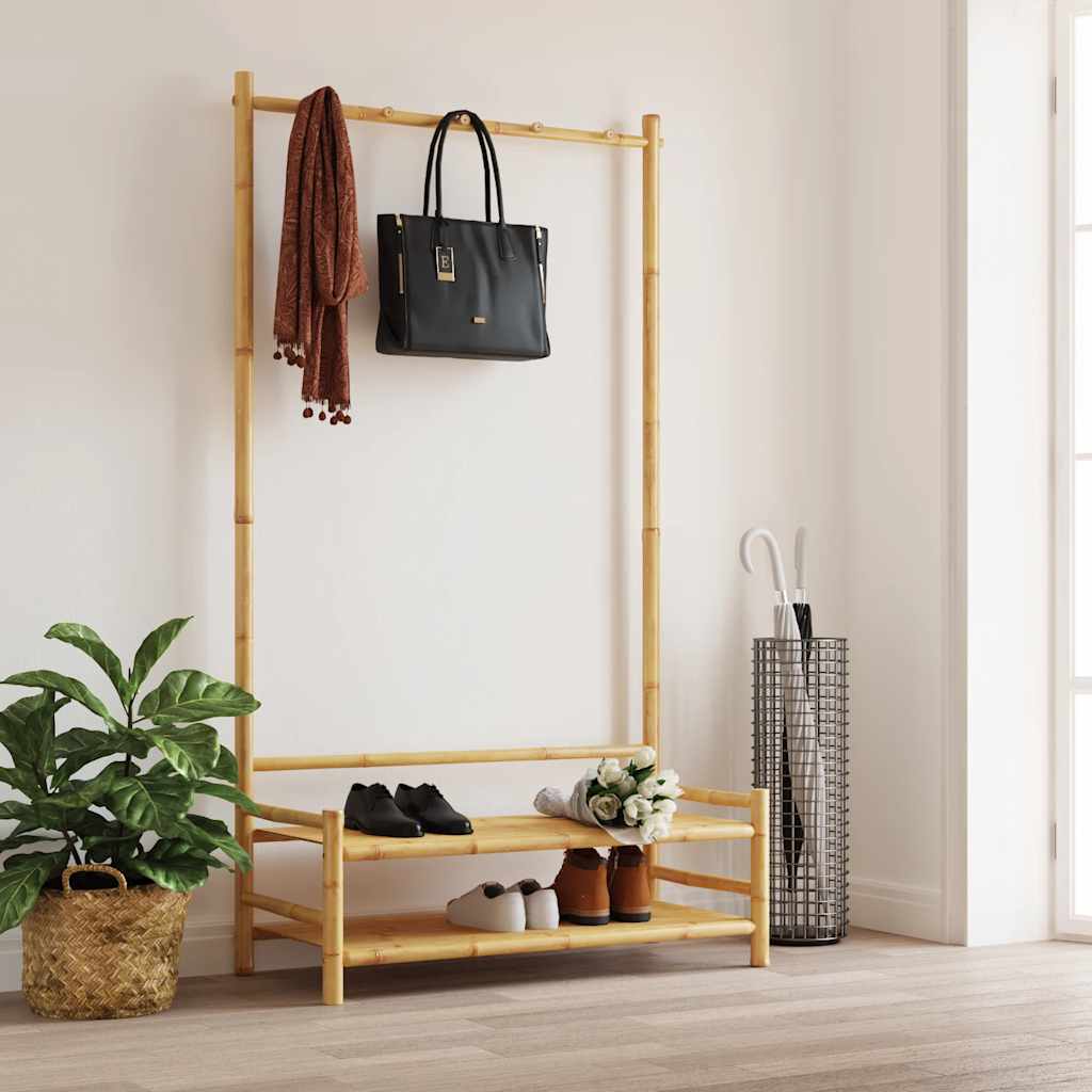 Vidaxl Clothes Rack With Shelves 40.6X15.7X72 Bamboo
