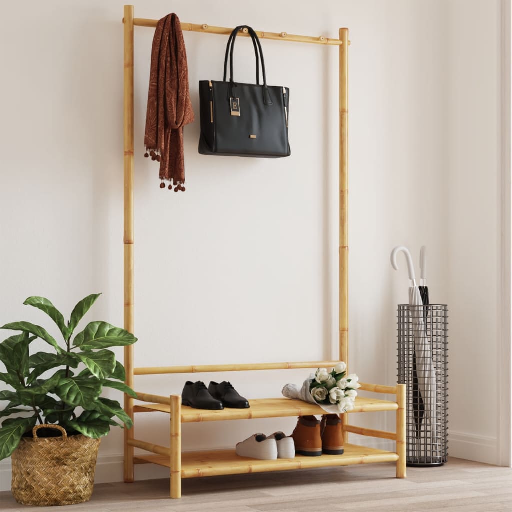 Vidaxl Clothes Rack With Shelves 40.6X15.7X72 Bamboo