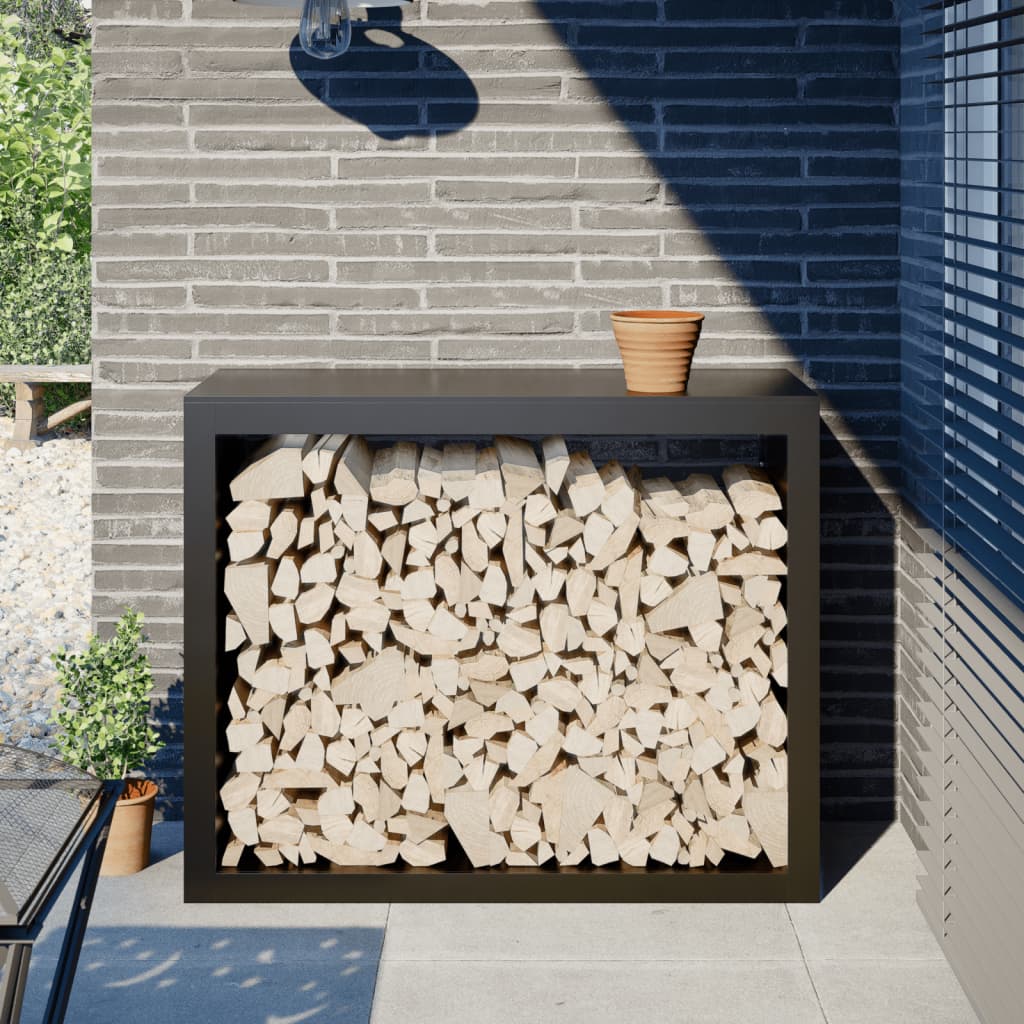 vidaXL Firewood Rack Black 39.4x15.7x31.5 Steel