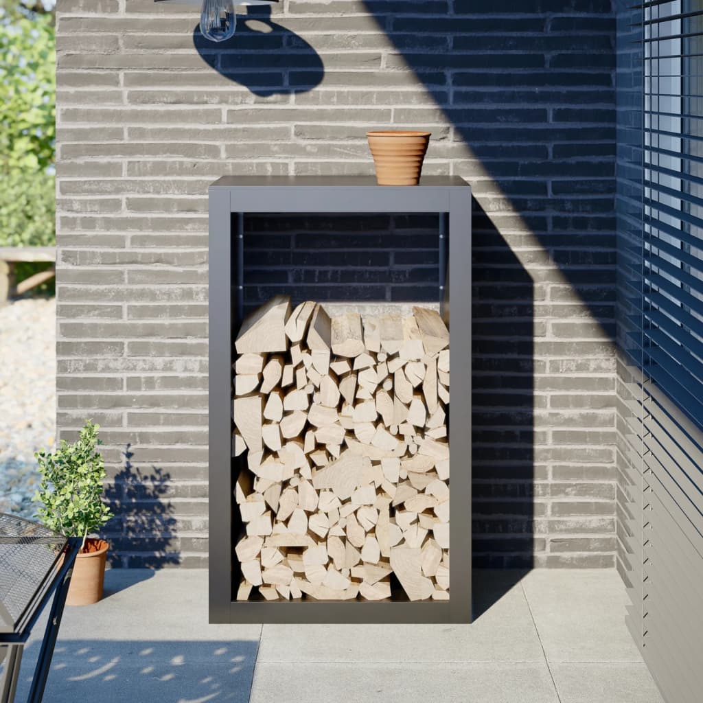 vidaXL Firewood Rack Anthracite 23.6x15.7x39.4 Steel
