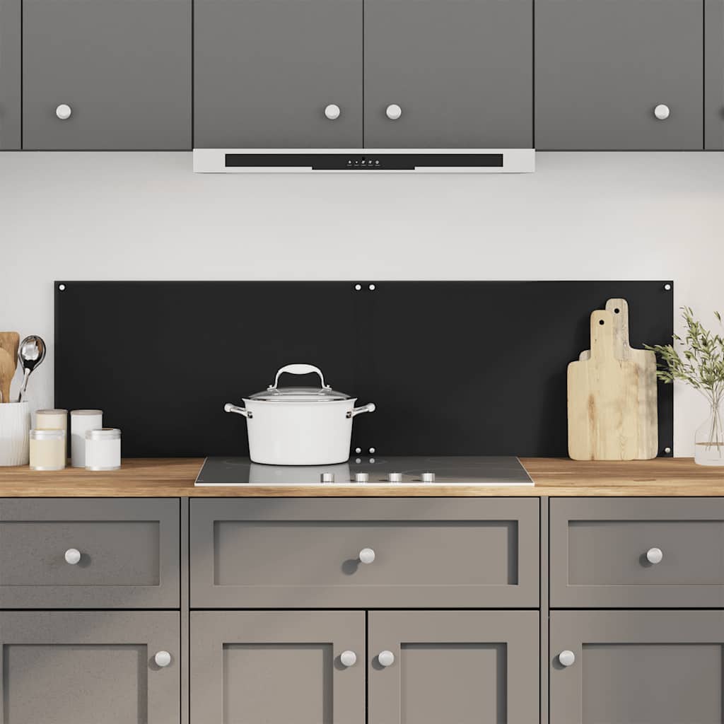 vidaXL Kitchen Backsplashes 2 pcs Black 27.6x23.6 Tempered Glass