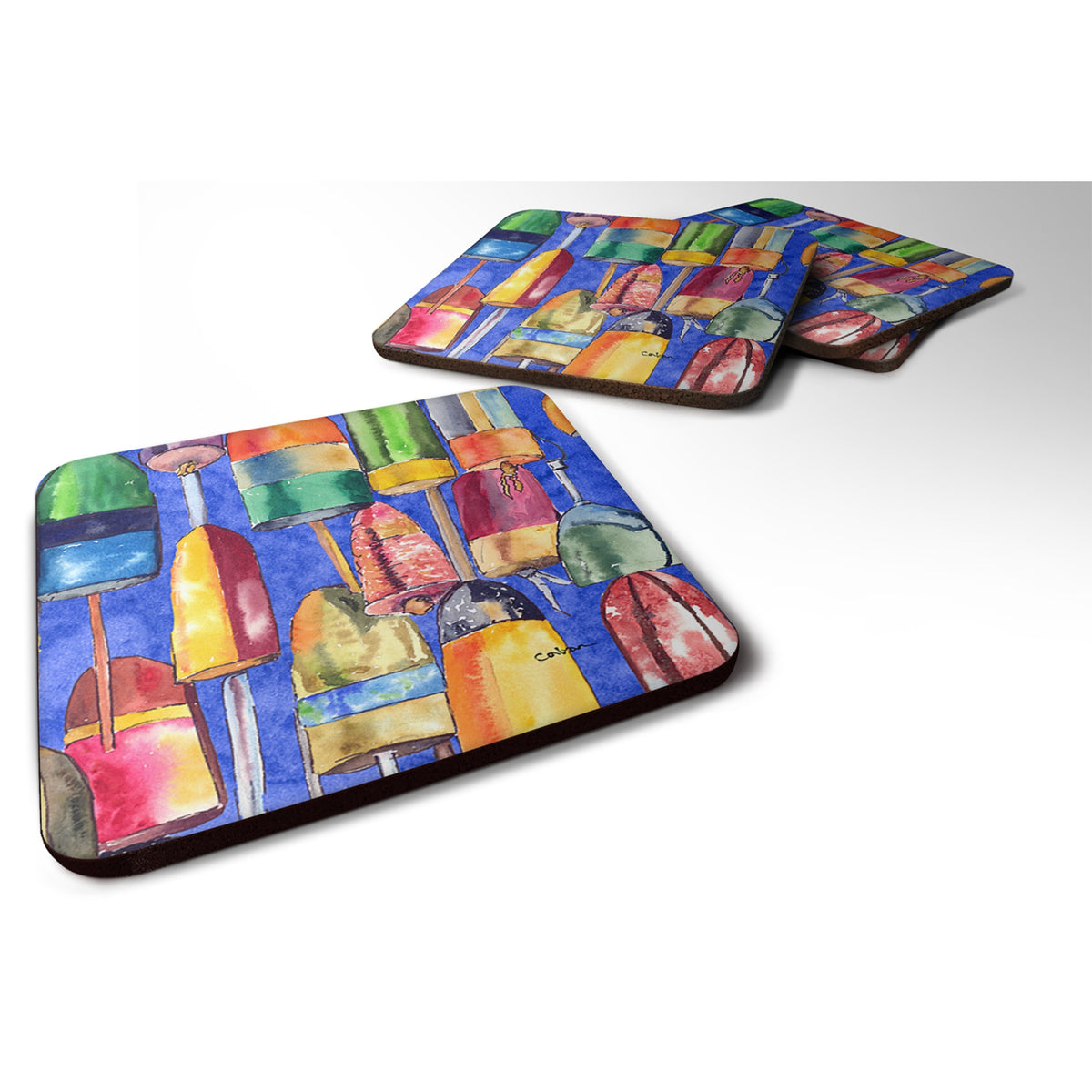 'Caroline'S Treasures 8723-1Fc Lobster Bouys Foam Coasters (Set Of 4), 3.5'''' H X 3.5'''' W, Multicolor''