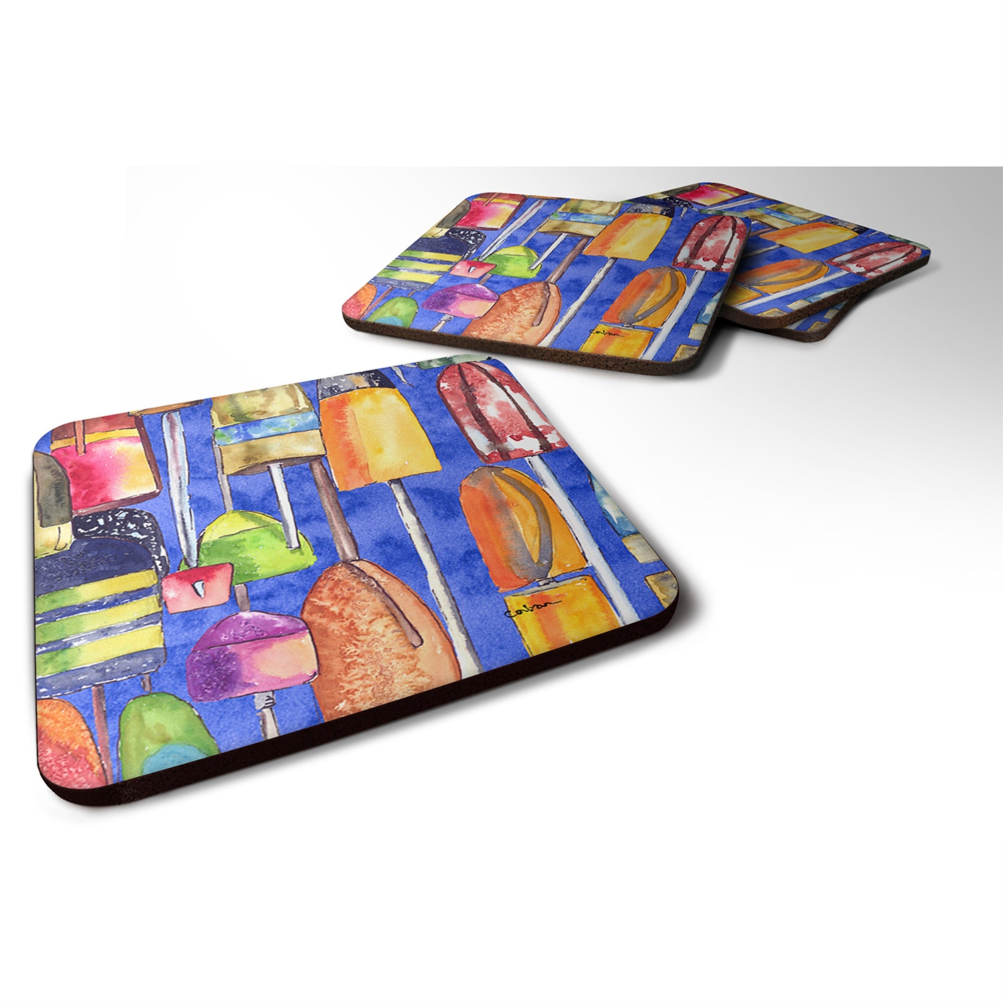 'Caroline'S Treasures 8723-2Fc Lobster Bouys Foam Coasters (Set Of 4), 3.5'''' H X 3.5'''' W, Multicolor''