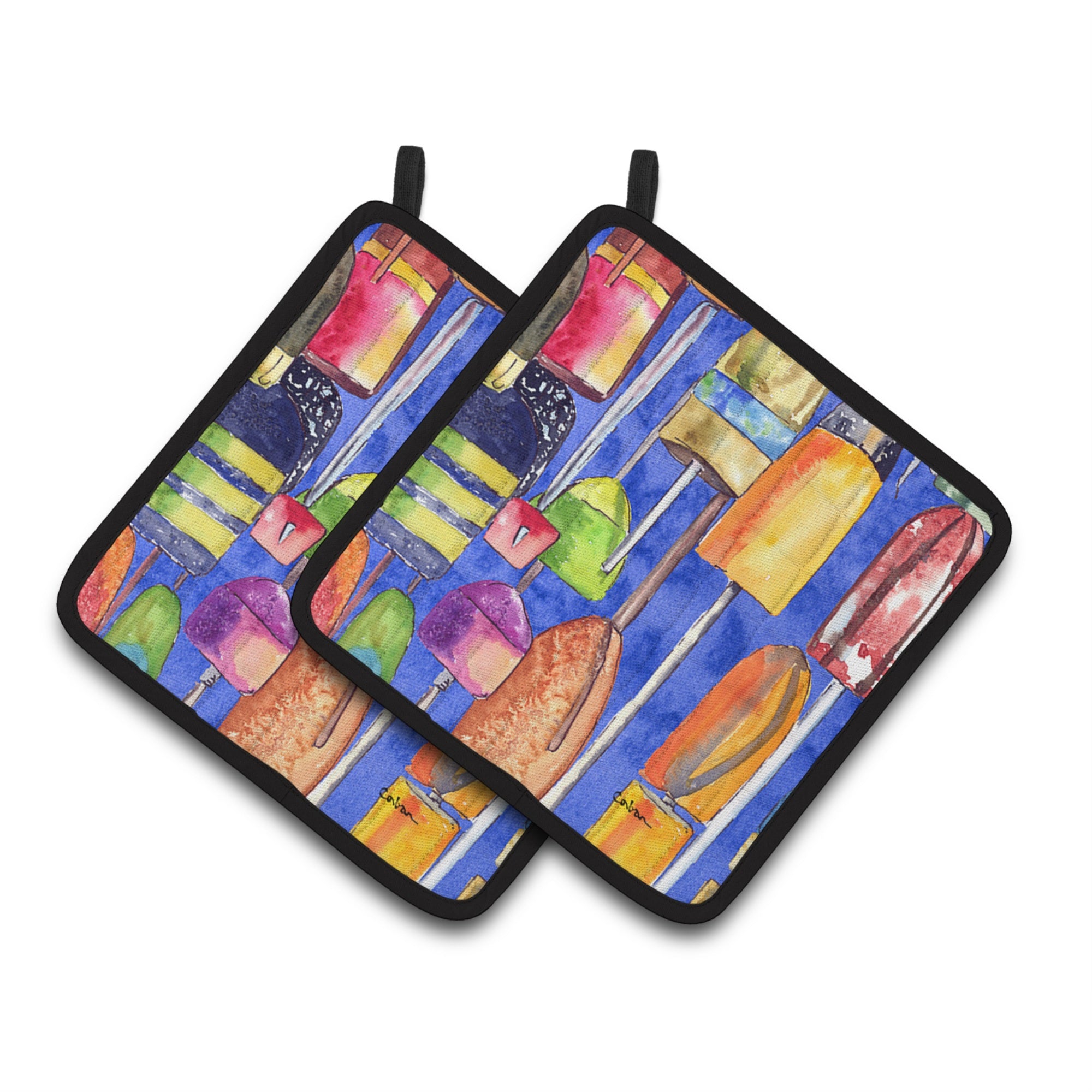 'Caroline'S Treasures Lobster Bouys Pair Of Pot Holders 8723-2Pthd, 7.5Hx7.5W, Multicolor''