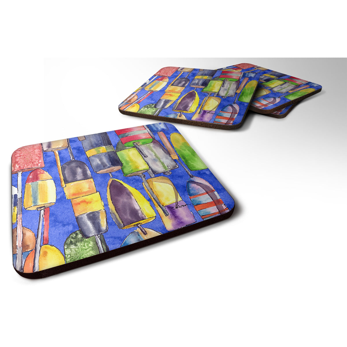 'Caroline'S Treasures 8723-3Fc Lobster Bouys Foam Coasters (Set Of 4), 3.5'''' H X 3.5'''' W, Multicolor''