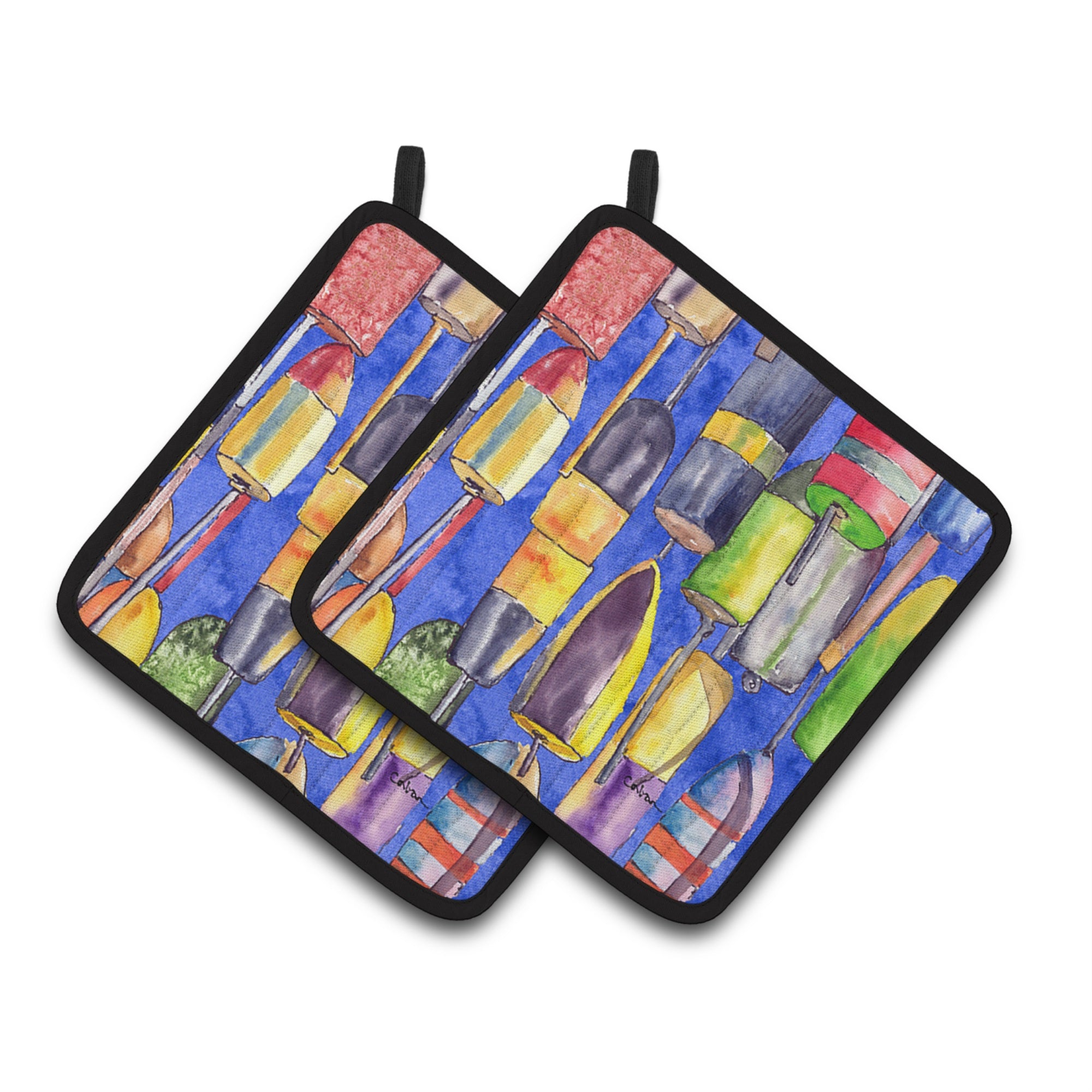 'Caroline'S Treasures Lobster Bouys Pair Of Pot Holders 8723-3Pthd, 7.5Hx7.5W, Multicolor''