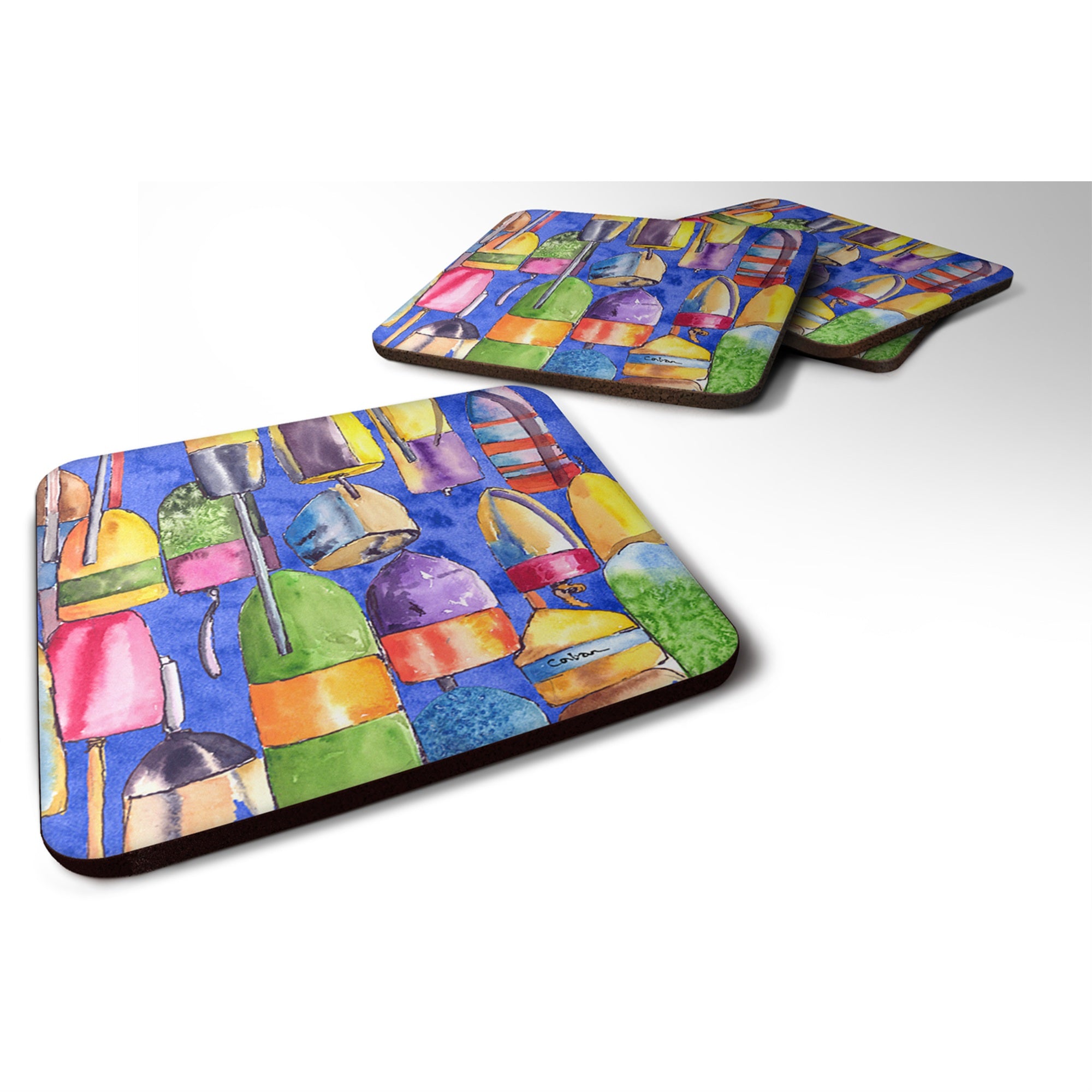 'Caroline'S Treasures 8723-4Fc Lobster Bouys Foam Coasters (Set Of 4), 3.5'''' H X 3.5'''' W, Multicolor''