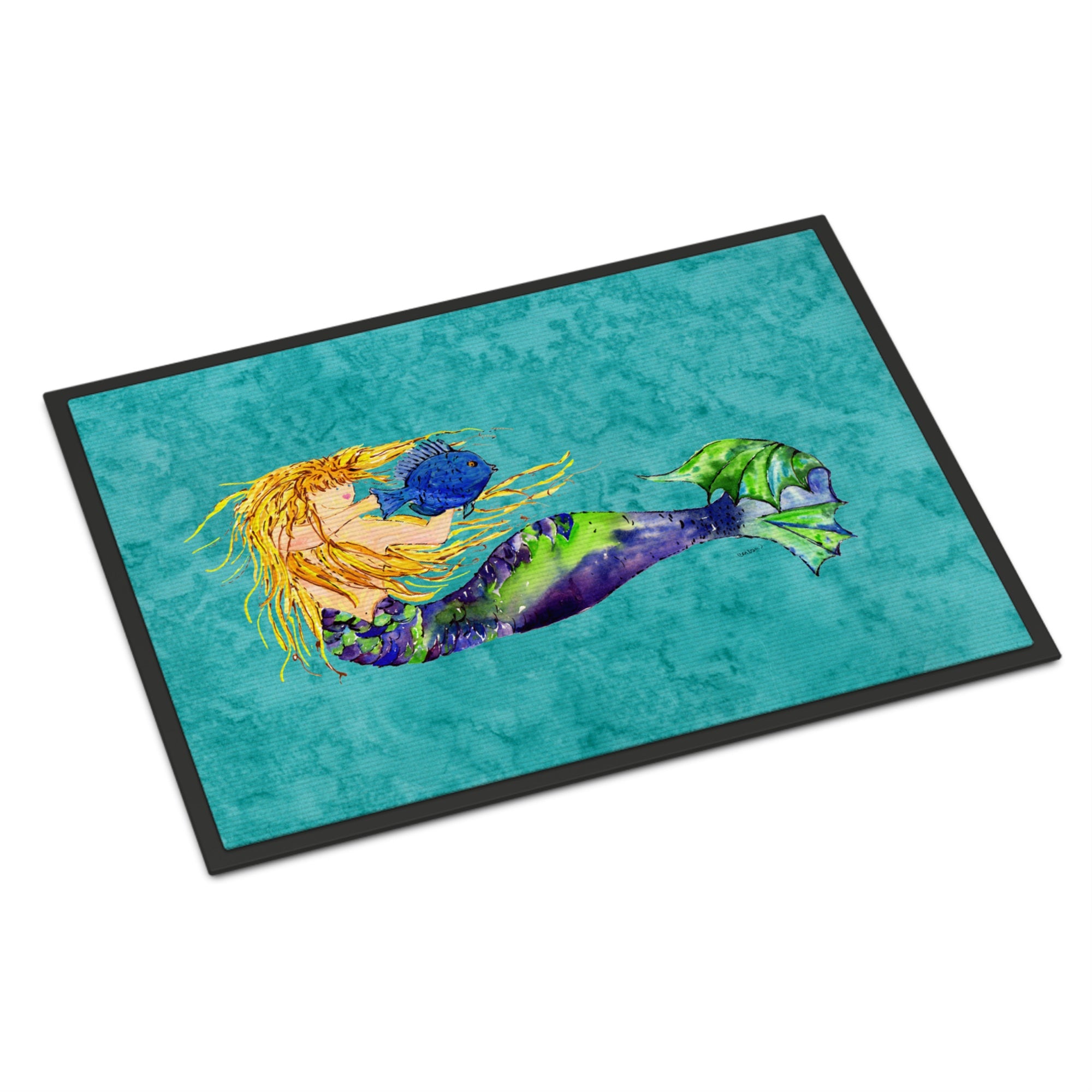 'Caroline'S Treasures 8724Jmat Blonde Mermaid On Teal Indoor Or Outdoor Mat, 24 X 36'''', Multicolor''