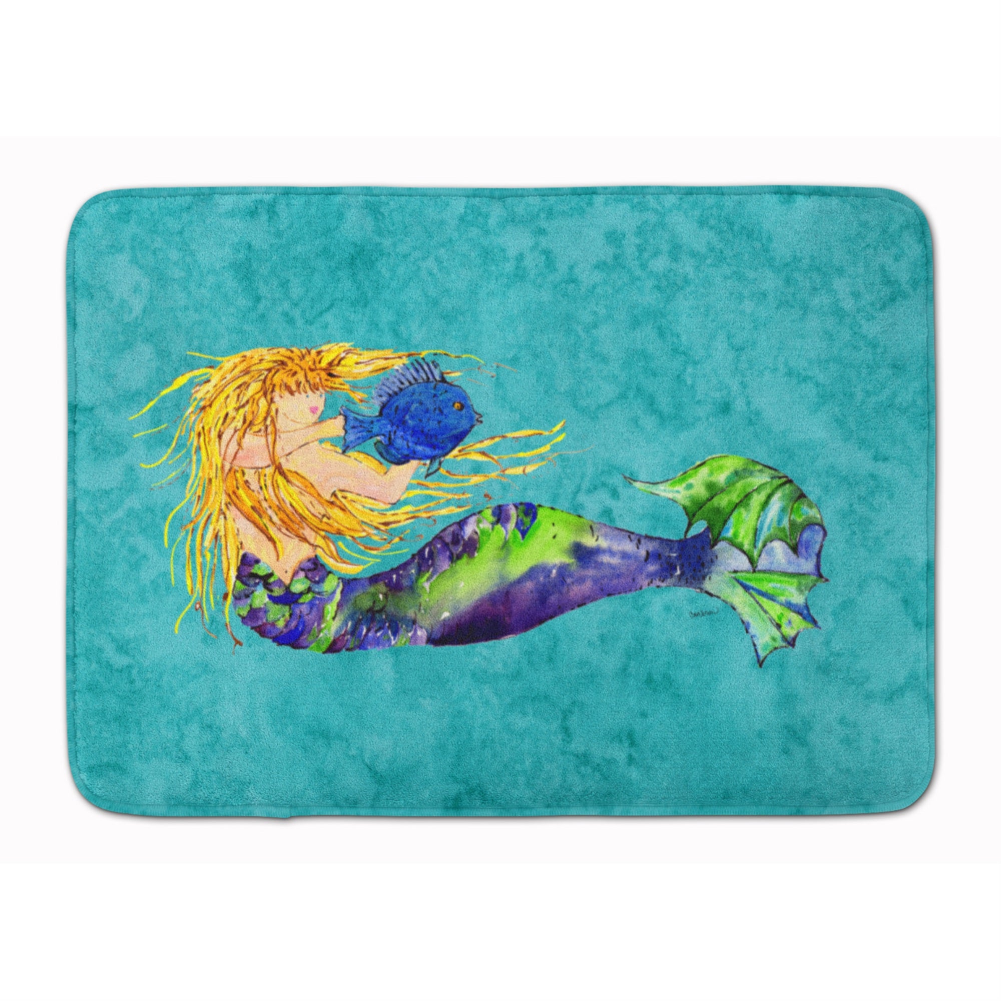 'Caroline'S Treasures Blonde Mermaid On Teal Floor Mat, 19'''' X 27'''', Multicolor''