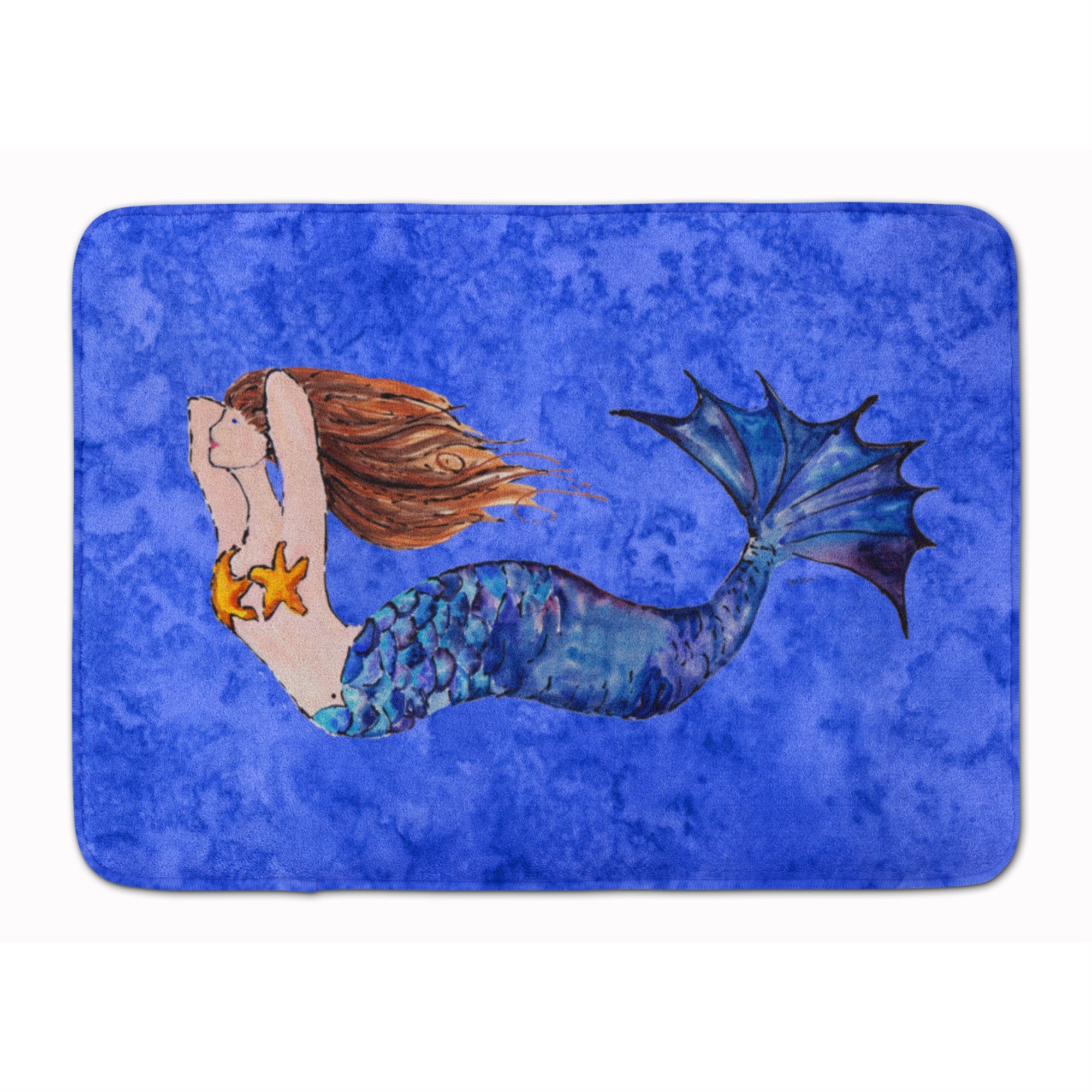 'Caroline'S Treasures Brunette Mermaid On Blue Floor Mat, 19'''' X 27'''', Multicolor''