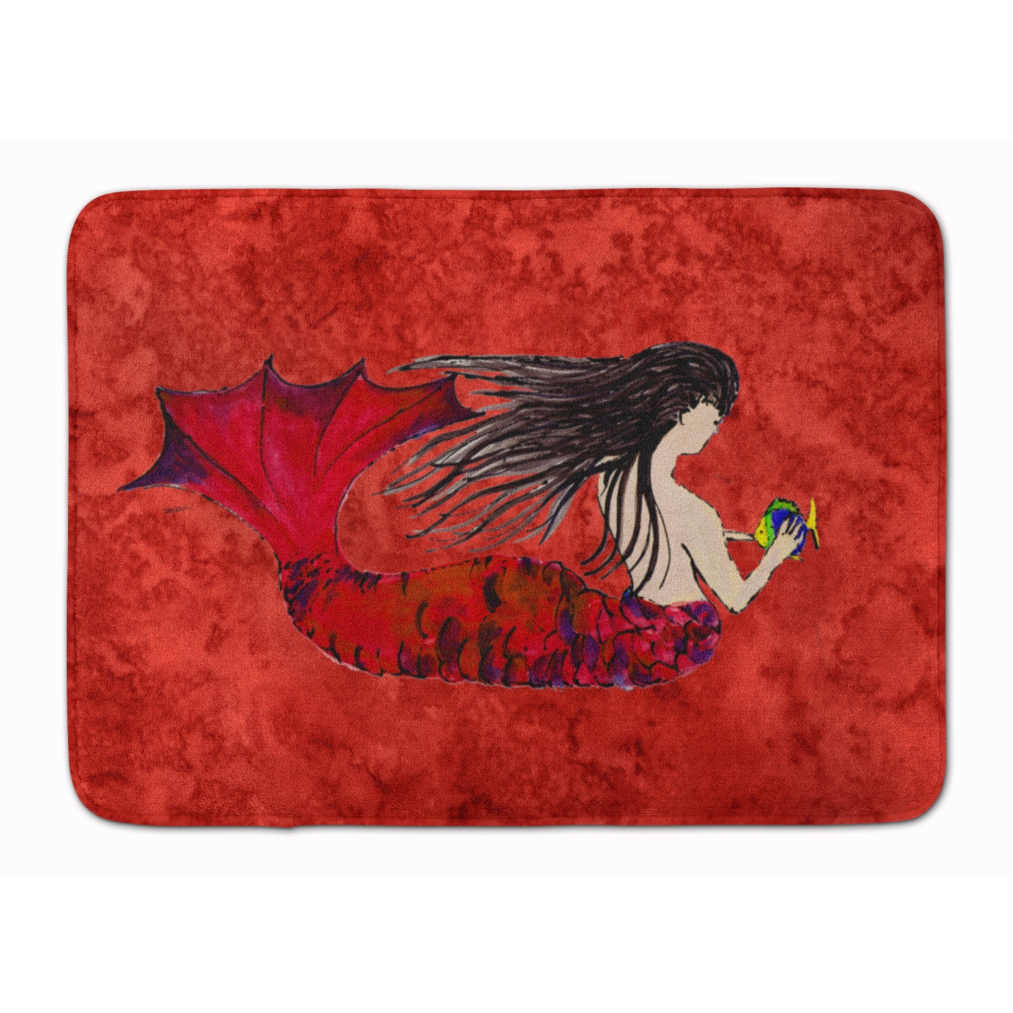 'Caroline'S Treasures Black Haired Mermaid On Red Floor Mat, 19'''' X 27'''', Multicolor''
