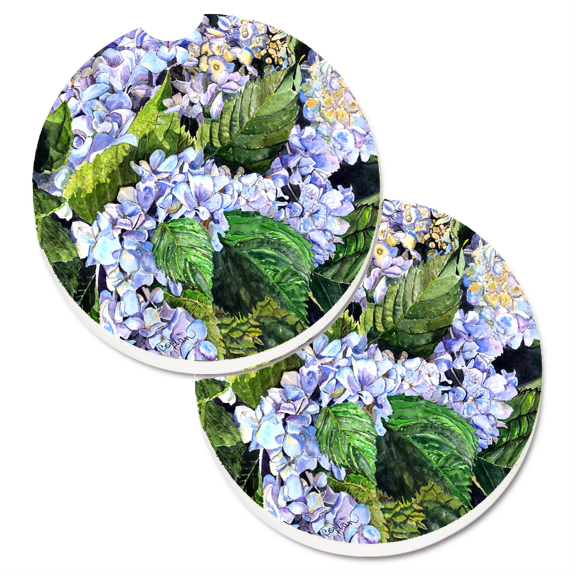 'Caroline'S Treasures Hydrangea Set Of 2 Cup Holder Car Coasters 8730Carc, 2.56, Multicolor''
