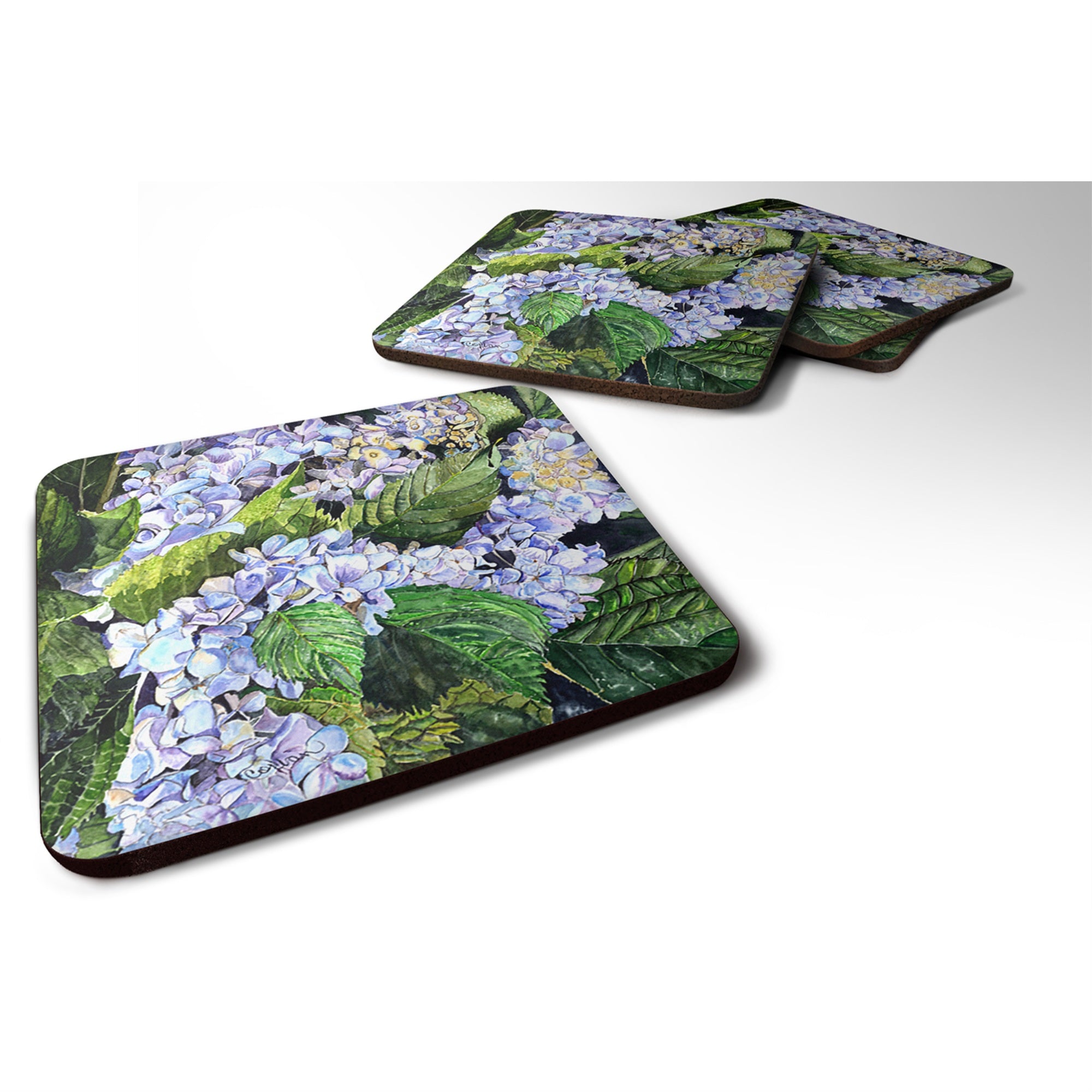 'Caroline'S Treasures 8730Fc Hydrangea Foam Coasters (Set Of 4), 3.5'''' H X 3.5'''' W, Multicolor''