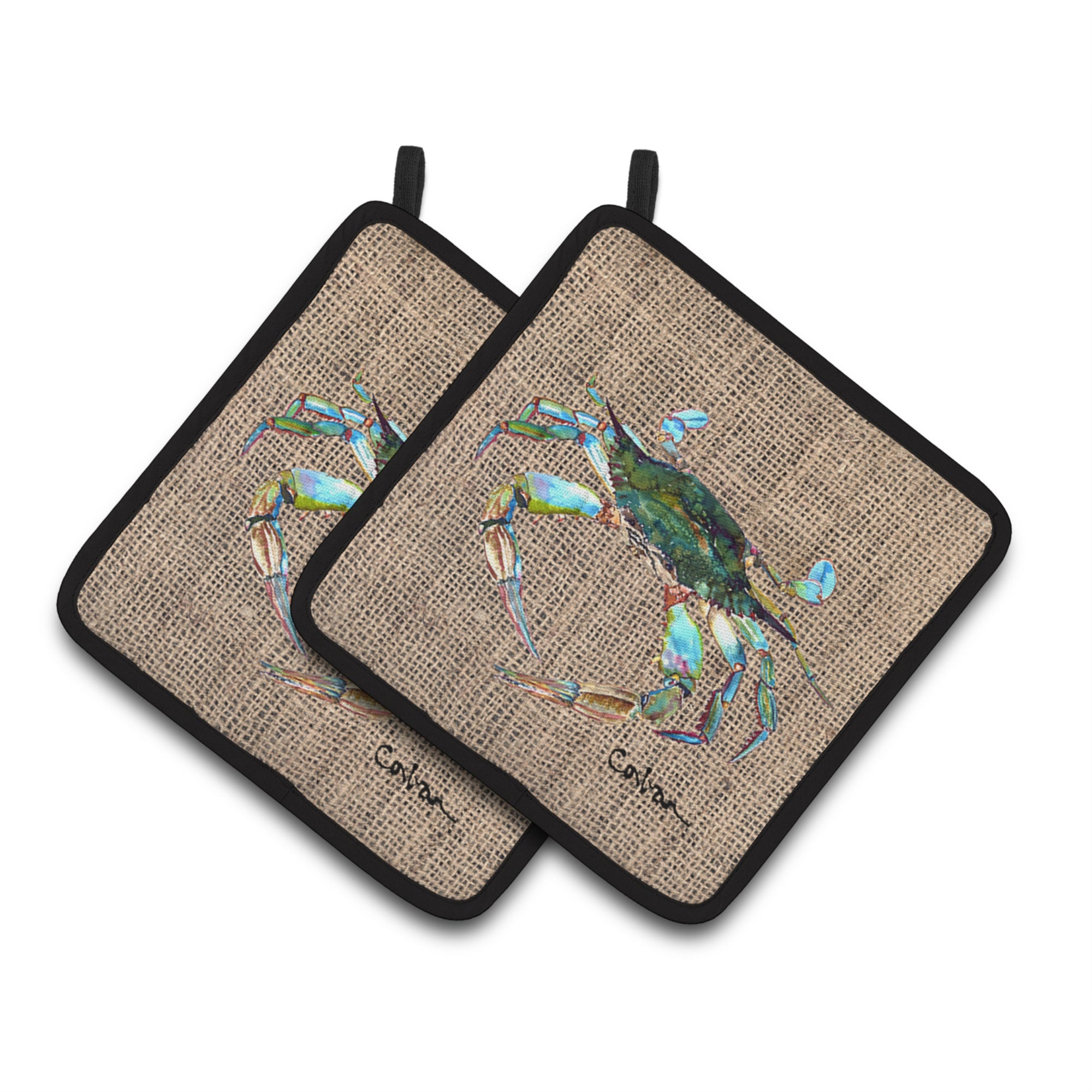 'Caroline'S Treasures Crab Pair Of Pot Holders 8731Pthd, 7.5Hx7.5W, Multicolor''