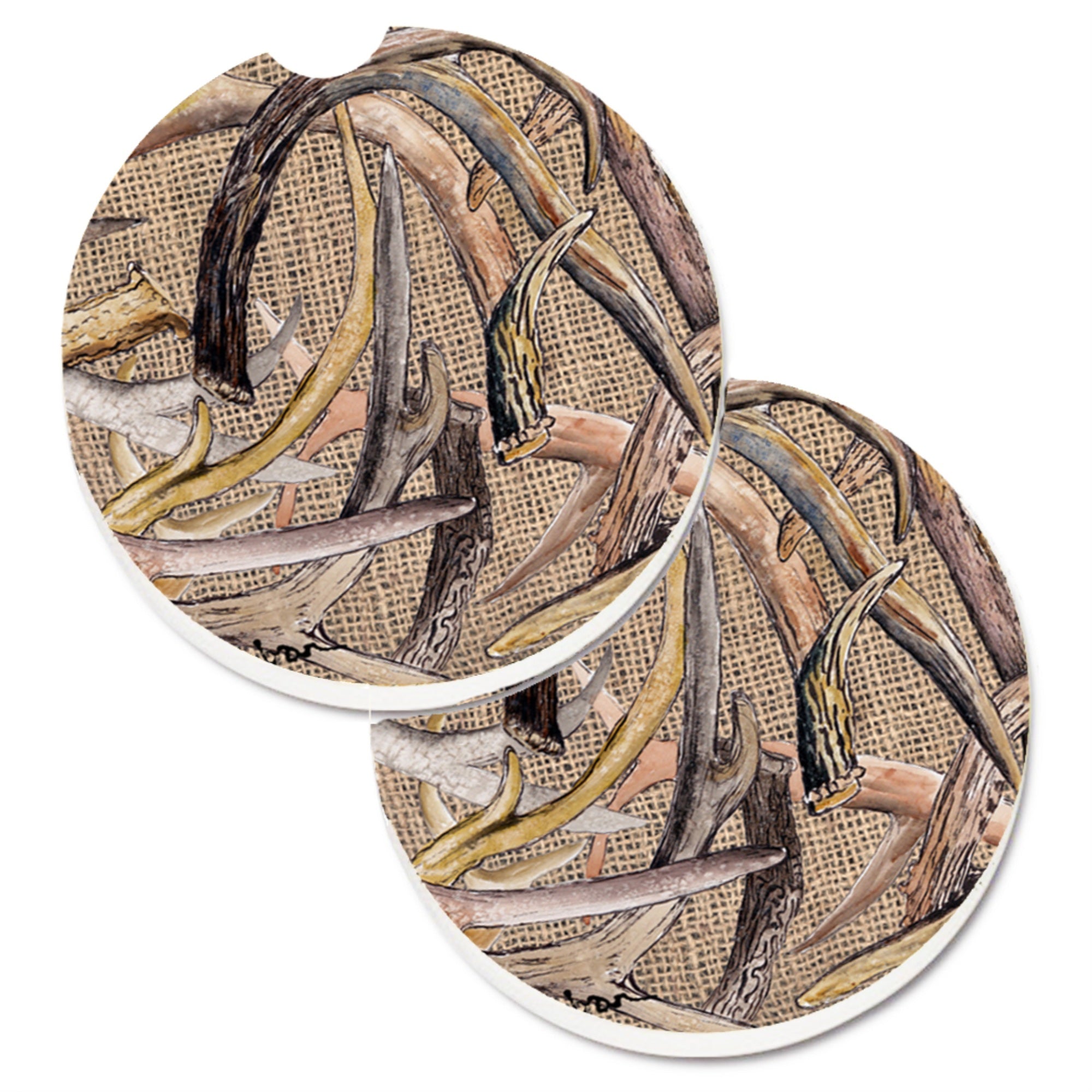 'Caroline'S Treasures Deer Horns Set Of 2 Cup Holder Car Coasters 8732Carc, 2.56, Multicolor''