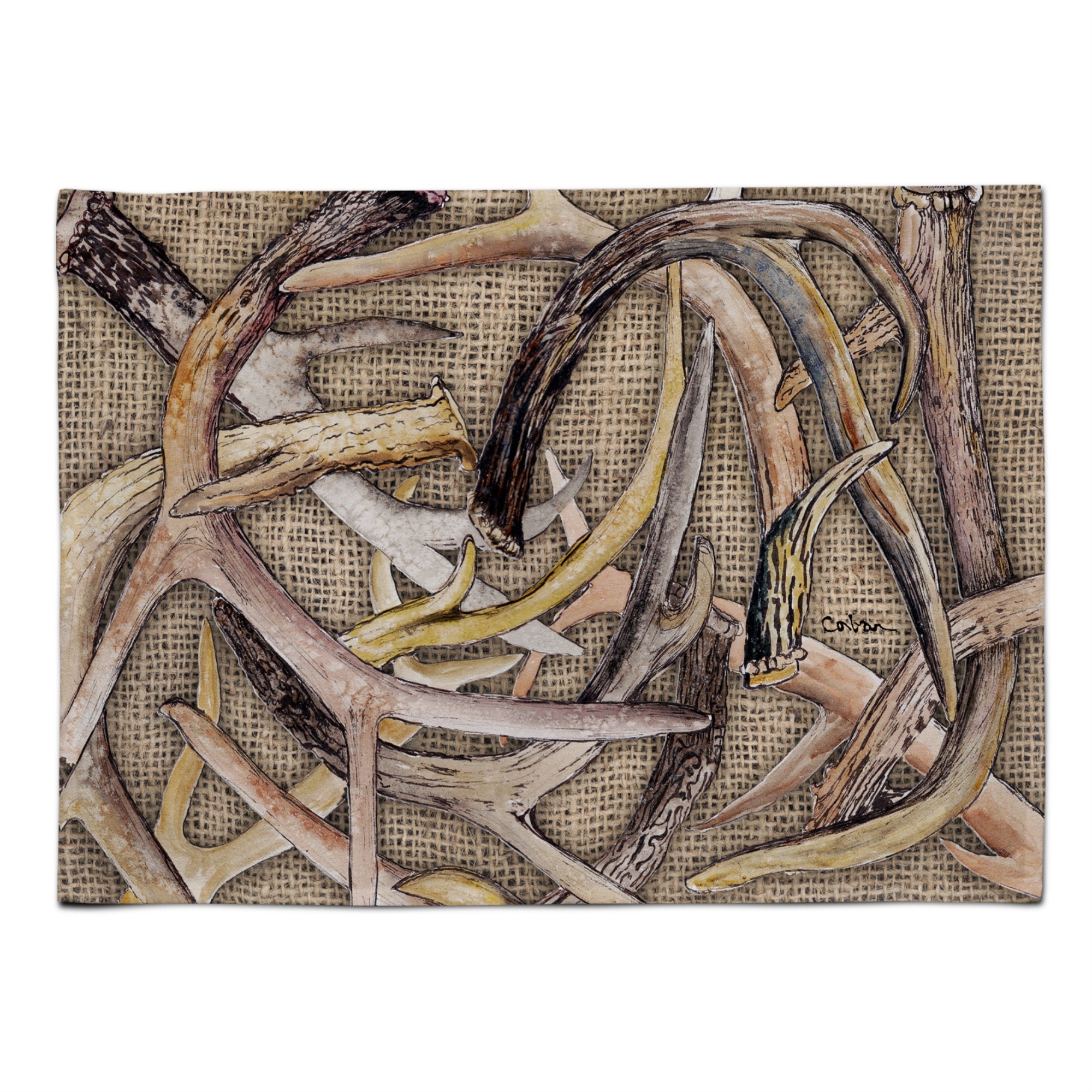 'Caroline'S Treasures 8732Plmt Deer Horns Fabric Placemat, Multicolor''