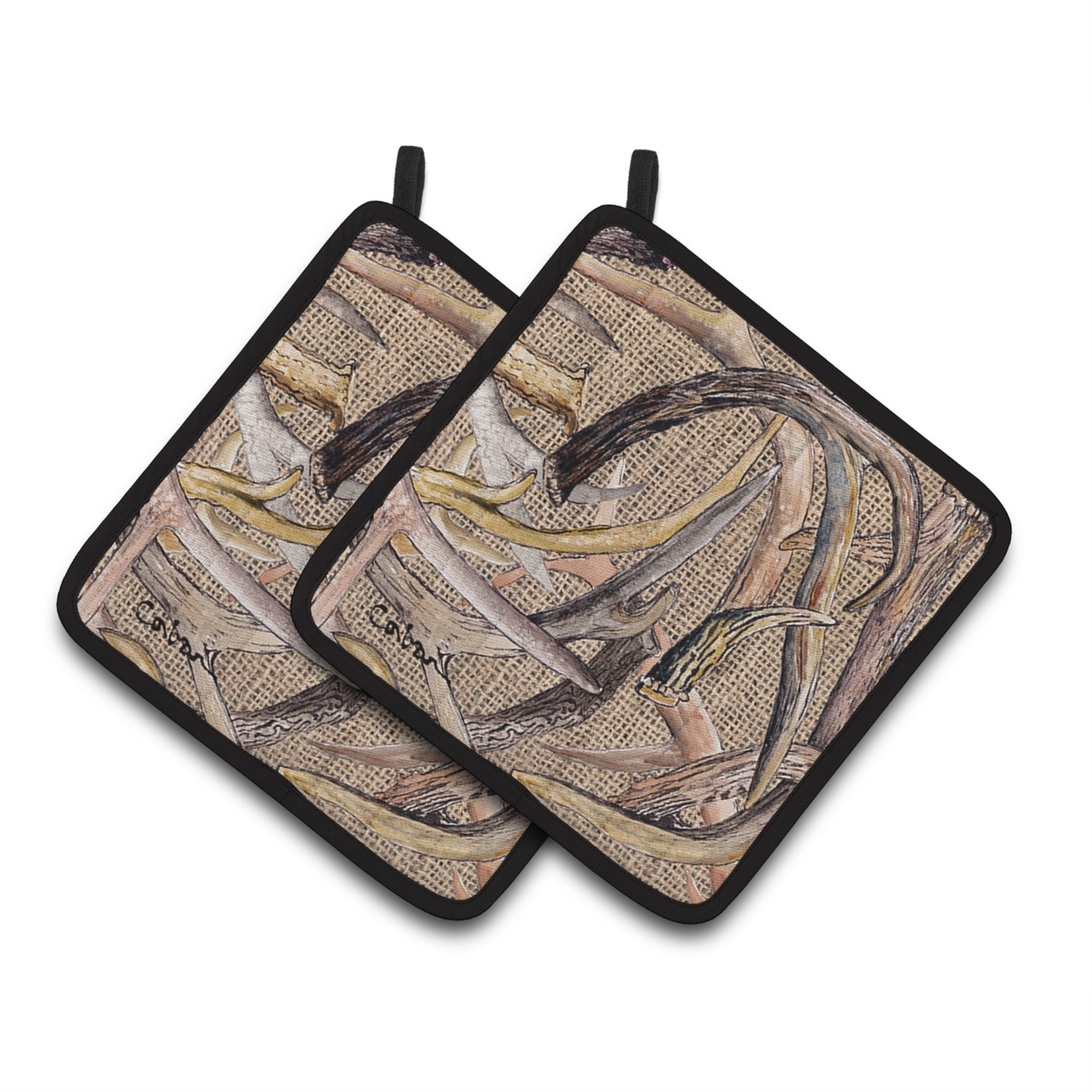 'Caroline'S Treasures Deer Horns Pair Of Pot Holders 8732Pthd, 7.5Hx7.5W, Multicolor''