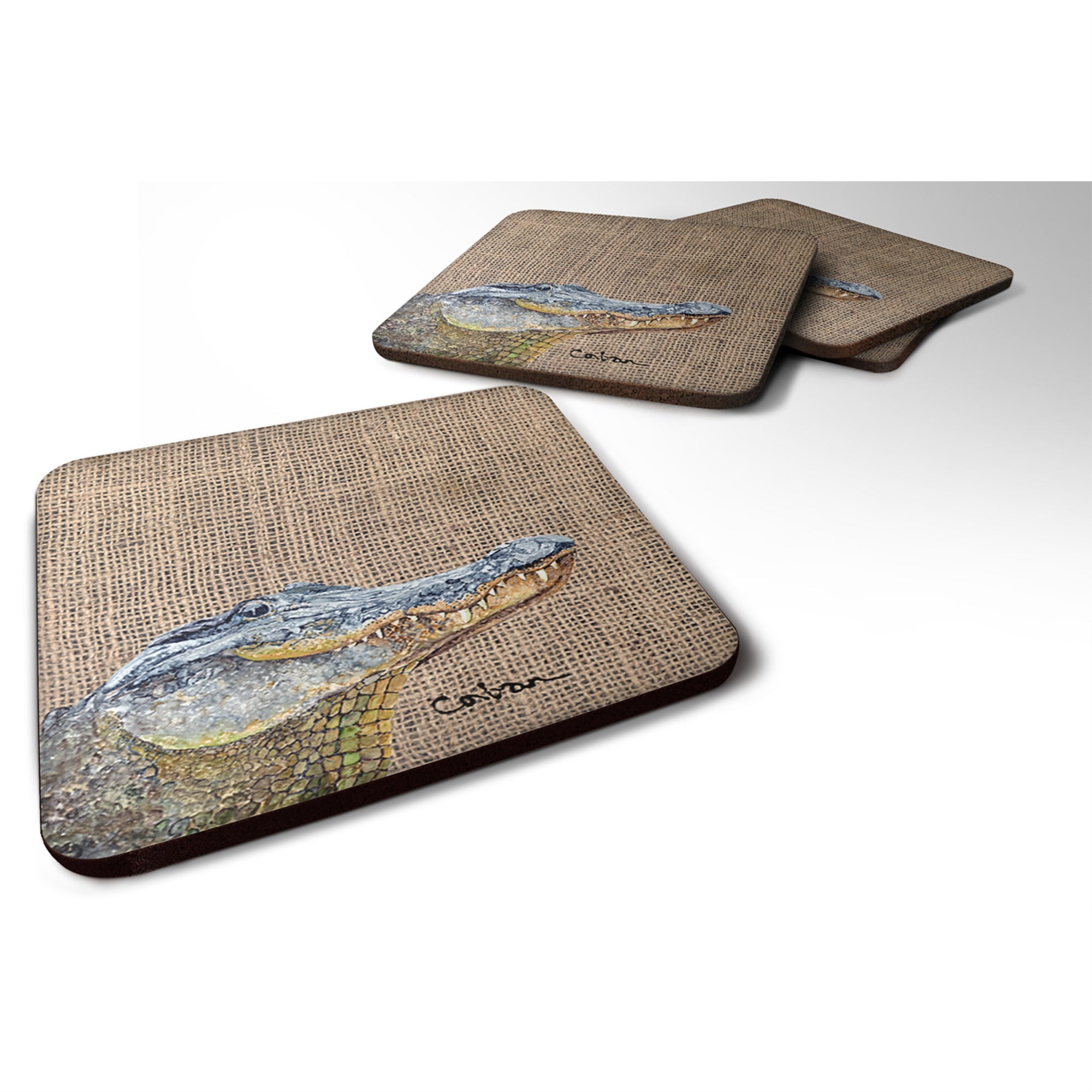 'Caroline'S Treasures 8733Fc Alligator Foam Coasters (Set Of 4), 3.5'''' H X 3.5'''' W, Multicolor''