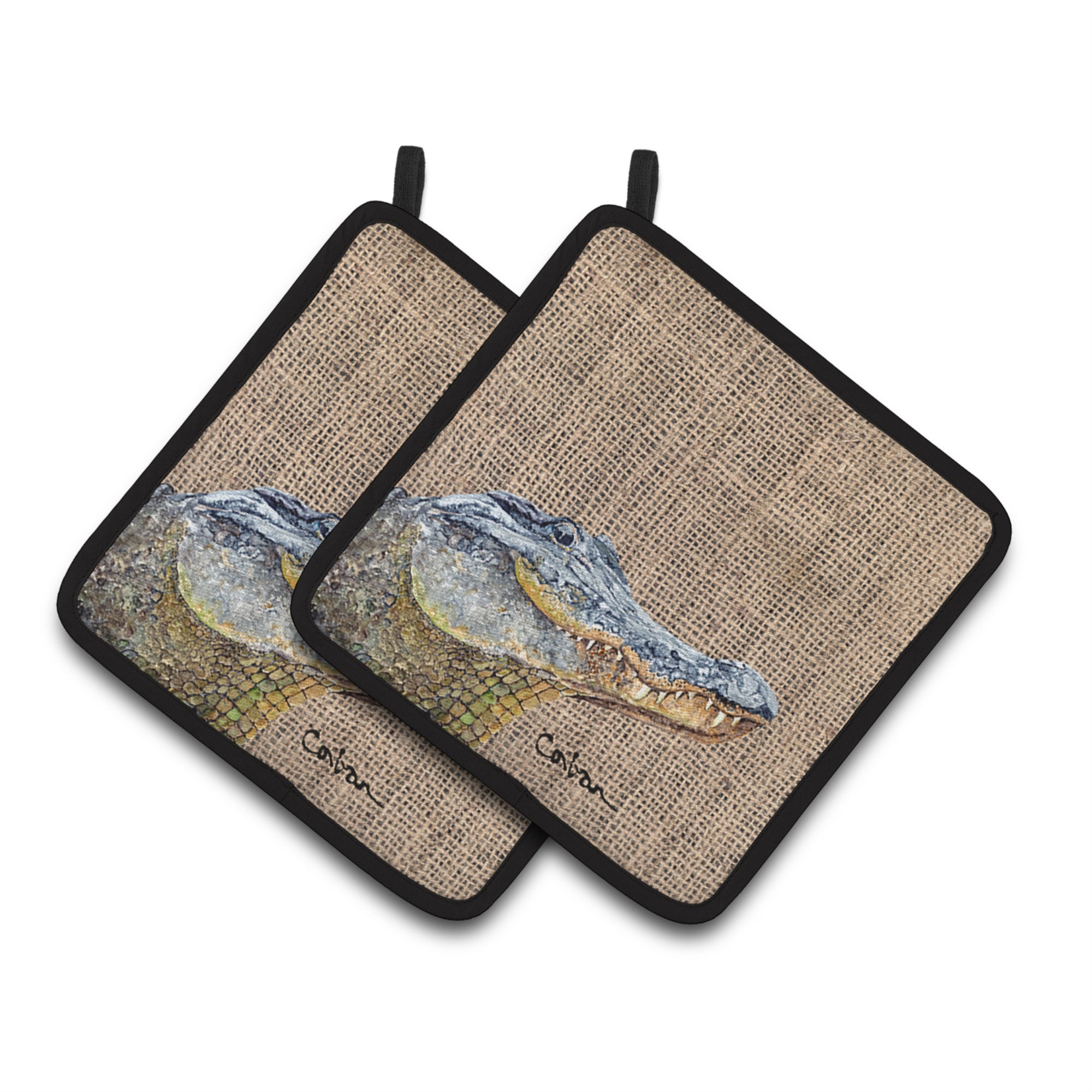 'Caroline'S Treasures Alligator Pair Of Pot Holders 8733Pthd, 7.5Hx7.5W, Multicolor''