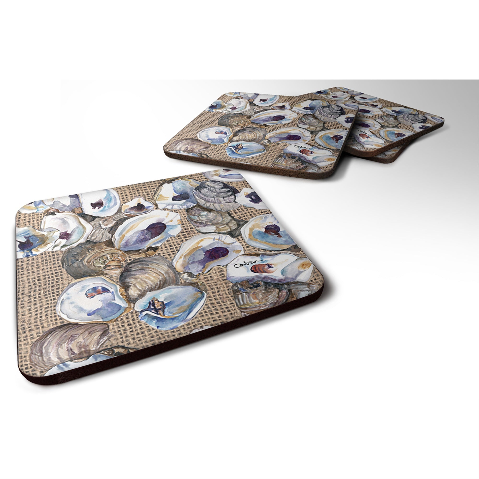 'Caroline'S Treasures 8734Fc Oyster Foam Coasters (Set Of 4), 3.5'''' H X 3.5'''' W, Multicolor''