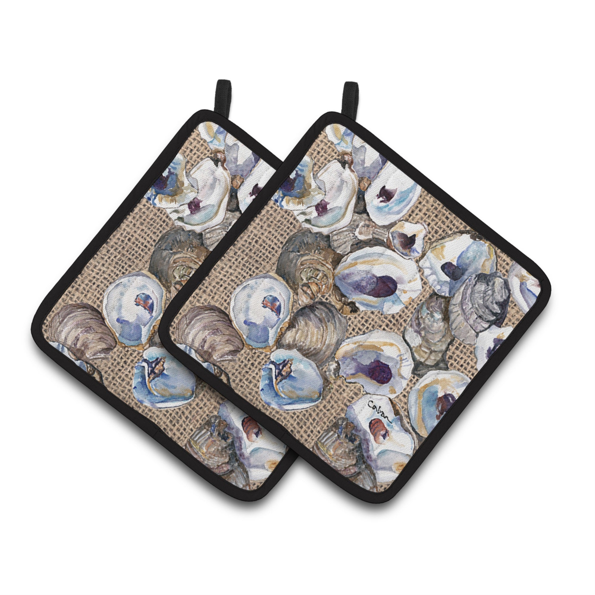 'Caroline'S Treasures Oyster Pair Of Pot Holders 8734Pthd, 7.5Hx7.5W, Multicolor''