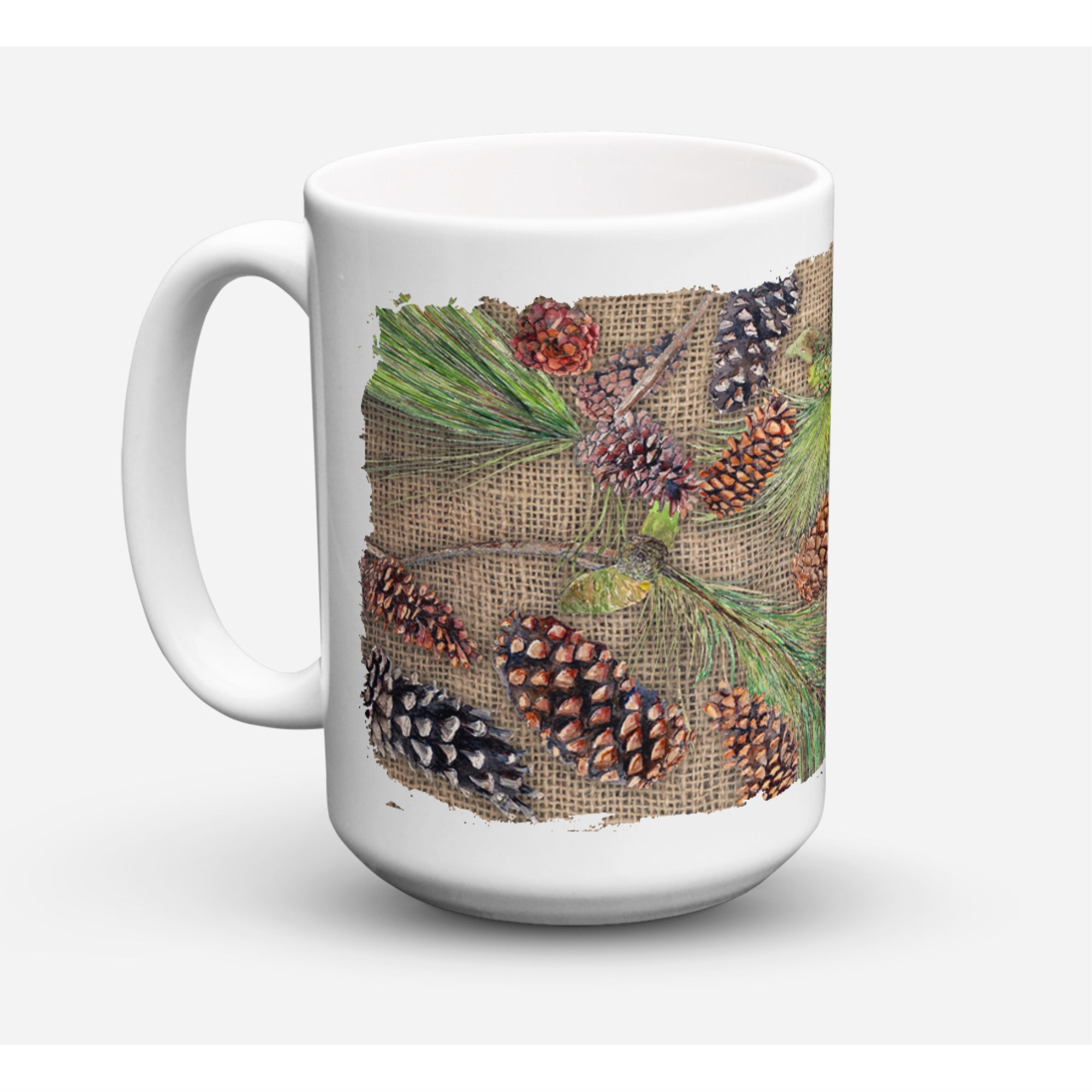 Carolines Treasures 8735CM15 Pine Cones Dishwasher Safe Microwavable Ceramic Coffee Mug 15 oz Multicolor