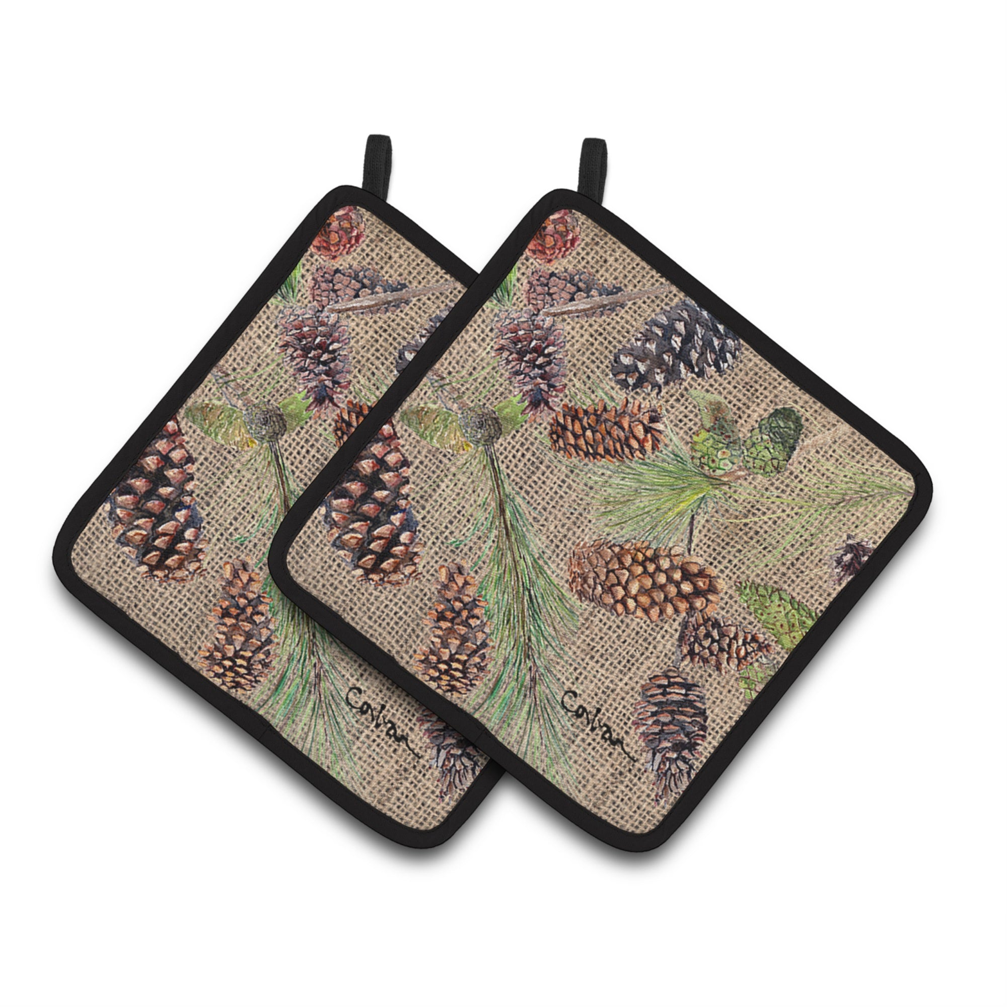 'Caroline'S Treasures Pine Cones Pair Of Pot Holders 8735Pthd, 7.5Hx7.5W, Multicolor''