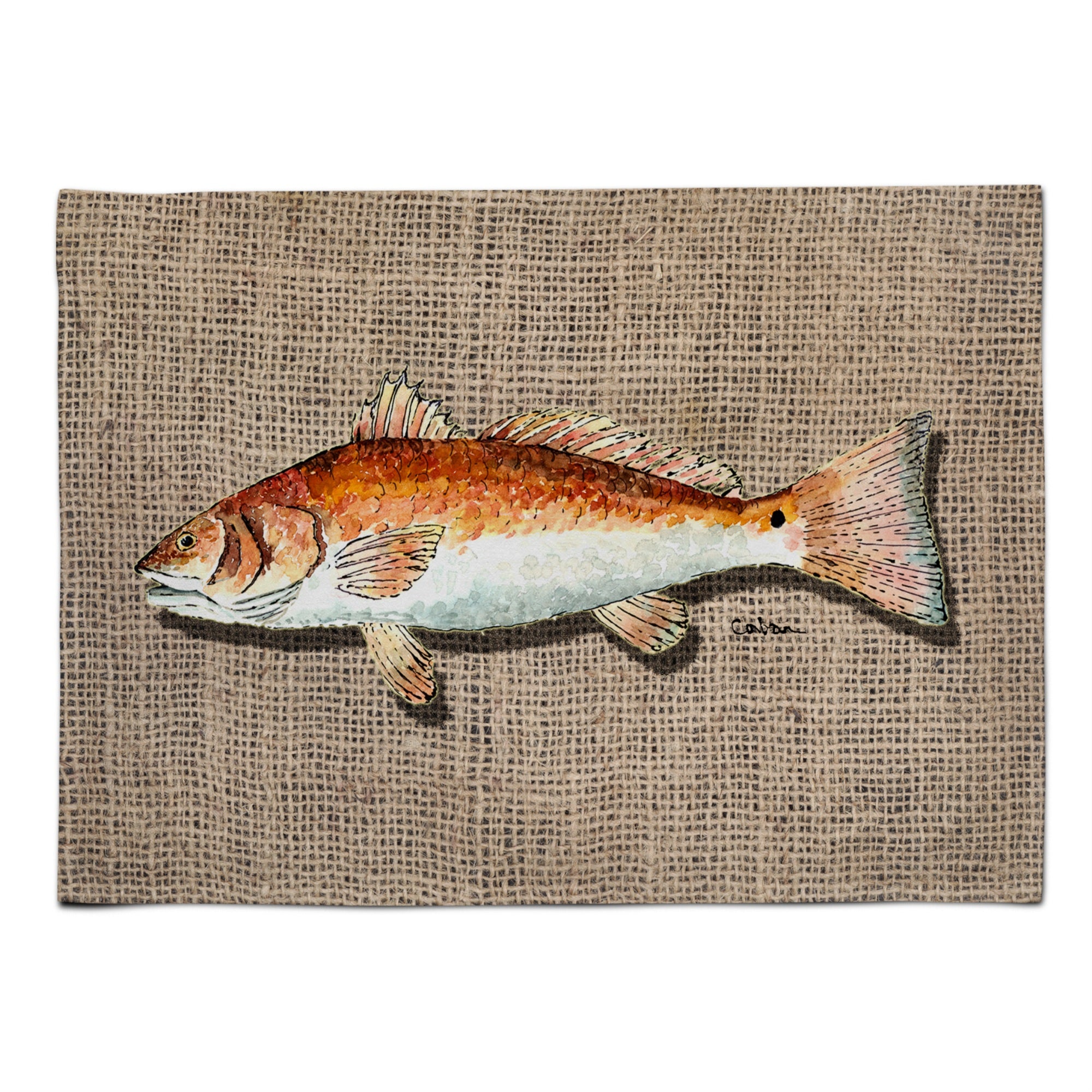 'Caroline'S Treasures 8736Plmt Fish Red Fish Fabric Placemat, Multicolor''