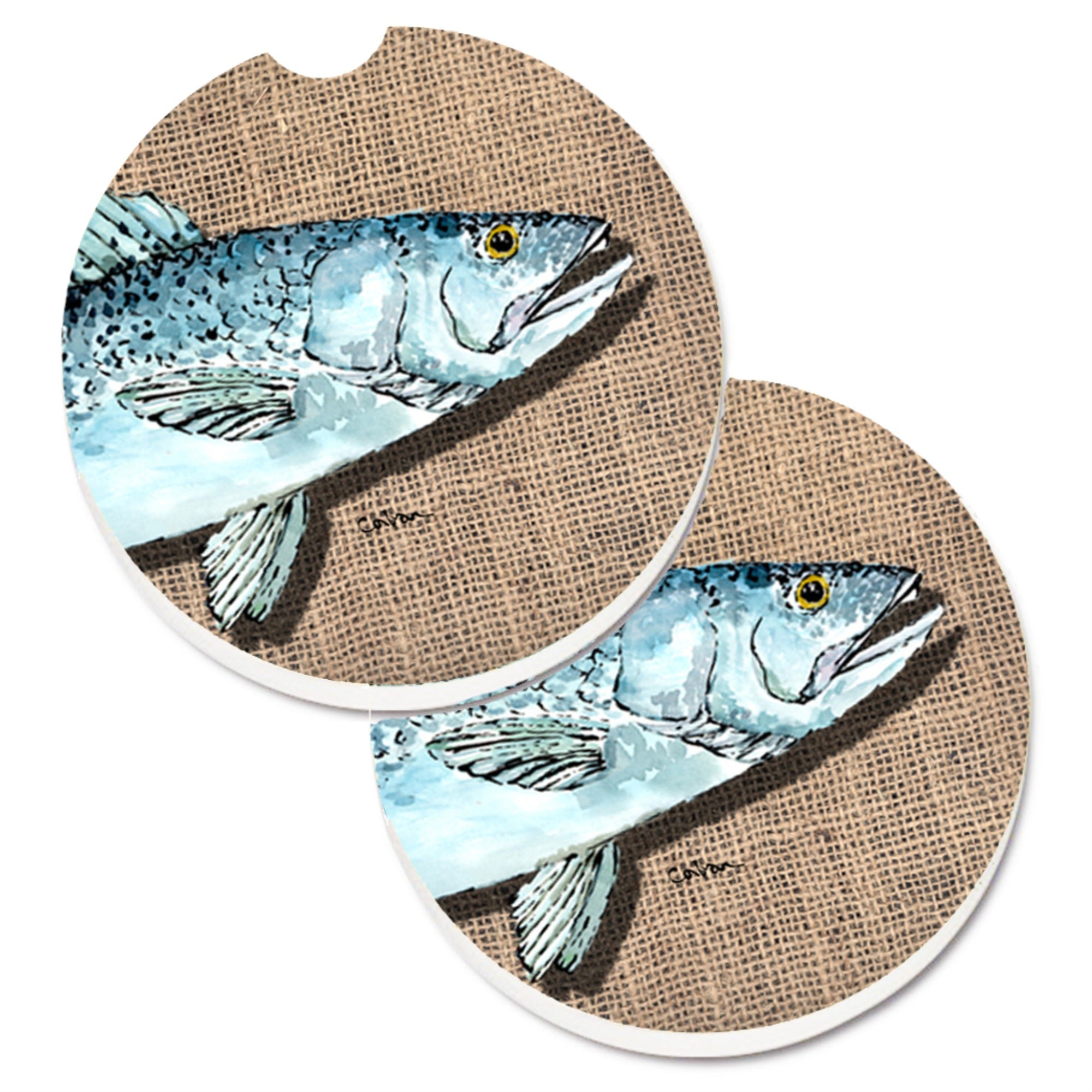 'Caroline'S Treasures Fish Speckled Trout Set Of 2 Cup Holder Car Coasters 8737Carc, 2.56, Multicolor''