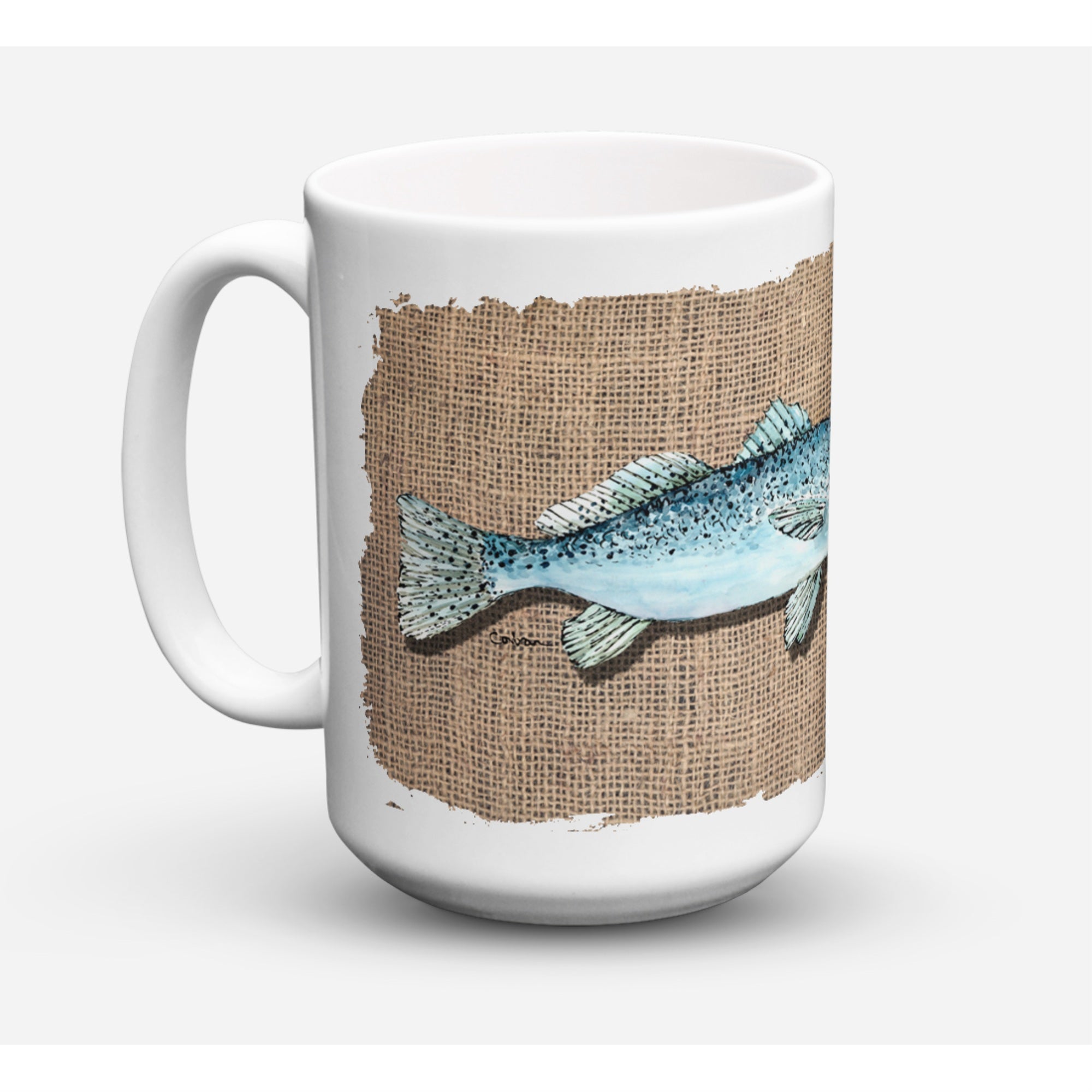 Carolines Treasures 8737CM15 Fish Speckled Trout Microwavable Ceramic Coffee Mug 15 oz Multicolor
