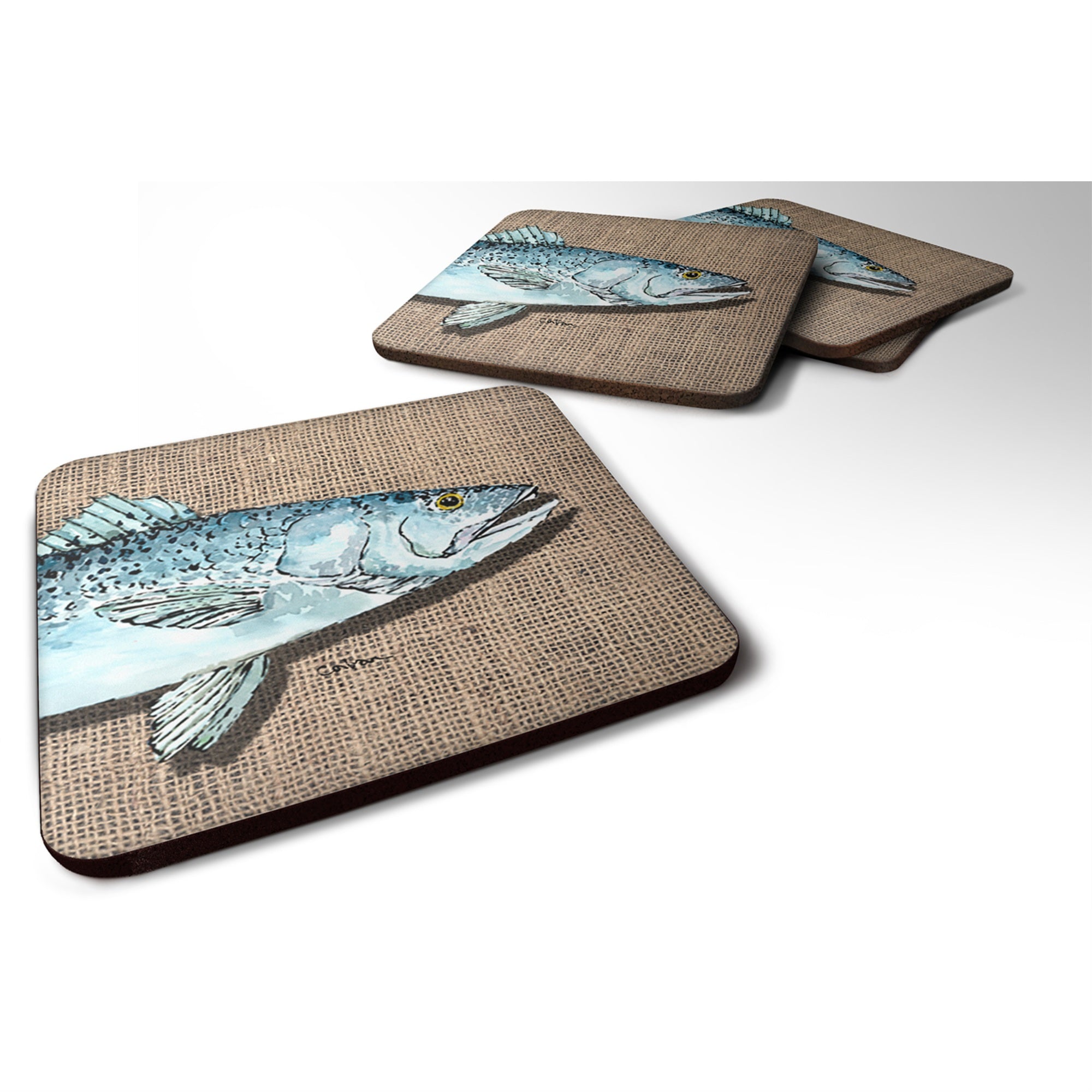'Caroline'S Treasures 8737Fc Fish Speckled Trout Foam Coasters (Set Of 4), 3.5'''' H X 3.5'''' W, Multicolor''