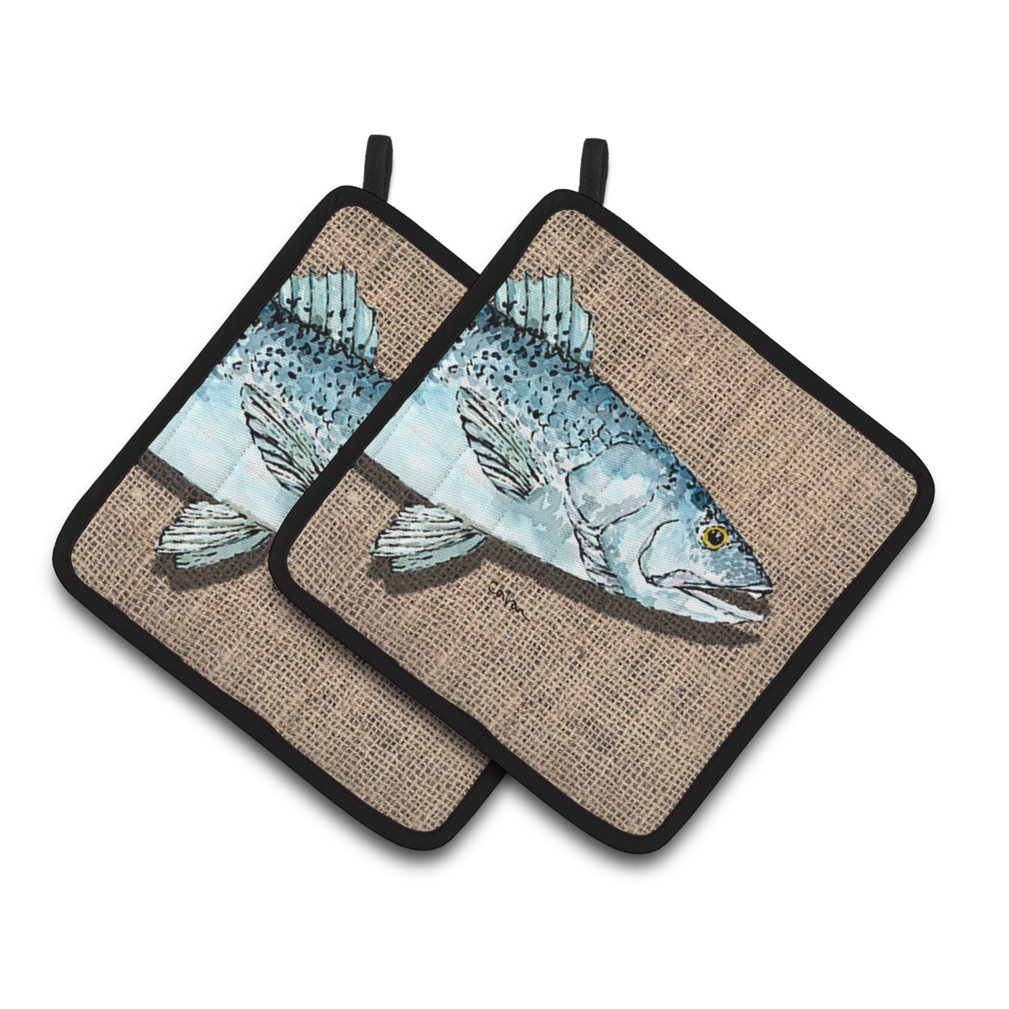 'Caroline'S Treasures Fish Speckled Trout Pair Of Pot Holders 8737Pthd, 7.5Hx7.5W, Multicolor''