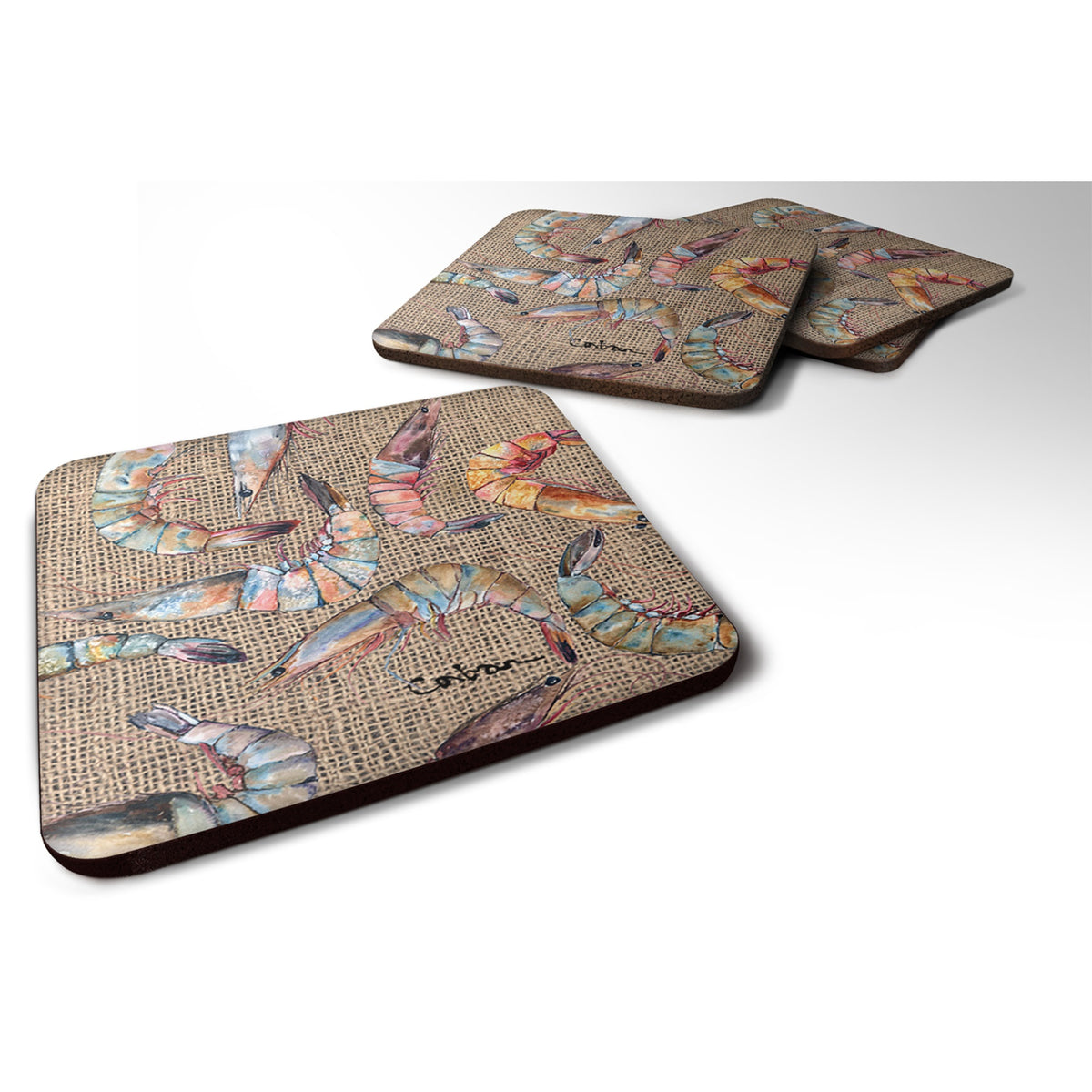 'Caroline'S Treasures 8738Fc Shrimp Foam Coasters (Set Of 4), 3.5'''' H X 3.5'''' W, Multicolor''