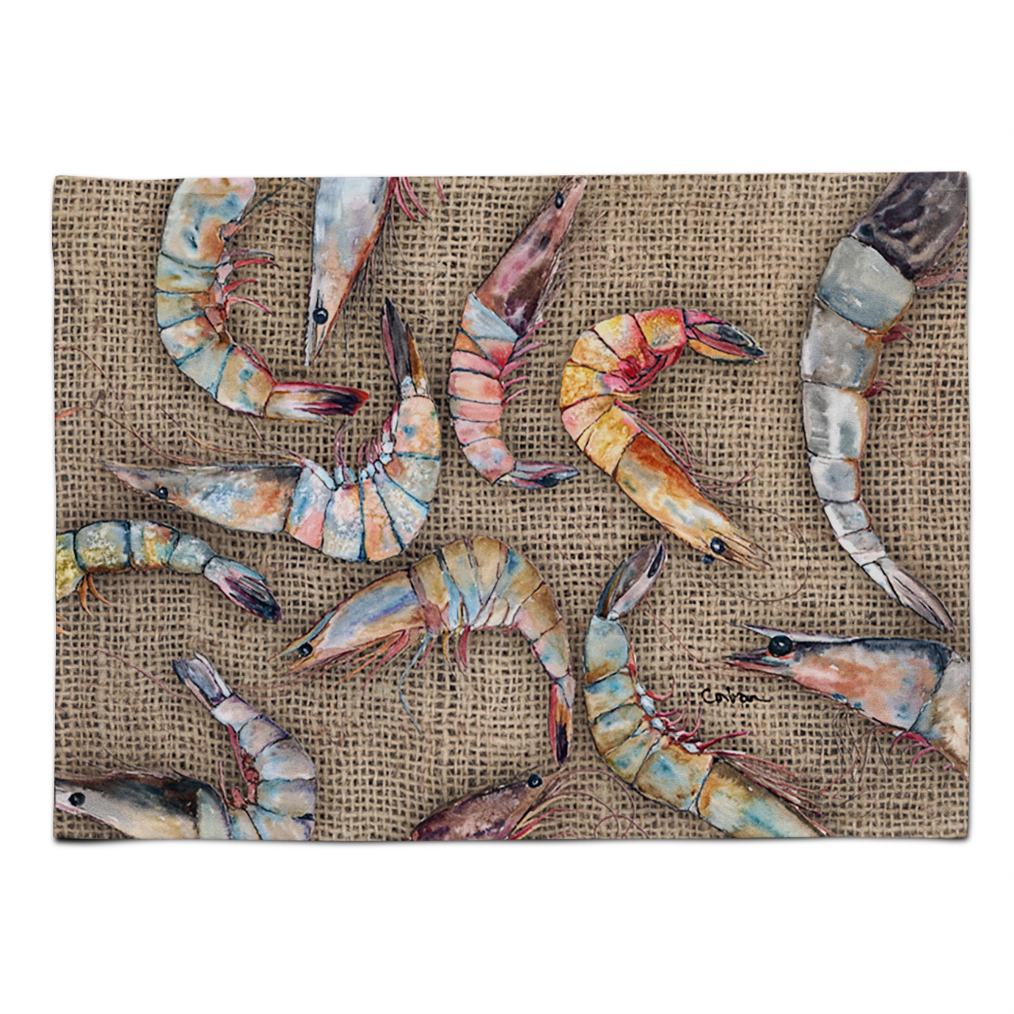 'Caroline'S Treasures 8738Plmt Shrimp Fabric Placemat, Multicolor''