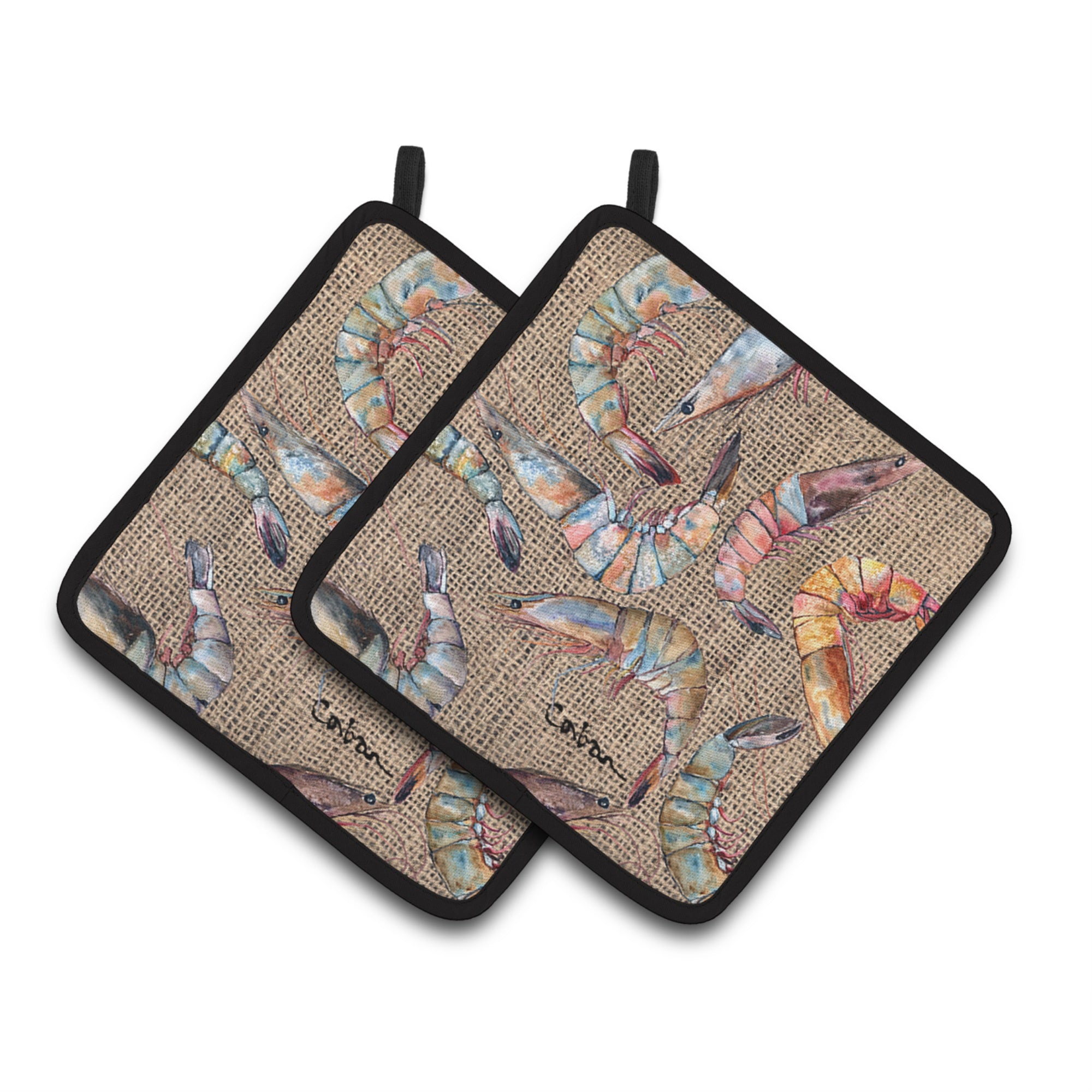 'Caroline'S Treasures Shrimp Pair Of Pot Holders 8738Pthd, 7.5Hx7.5W, Multicolor''