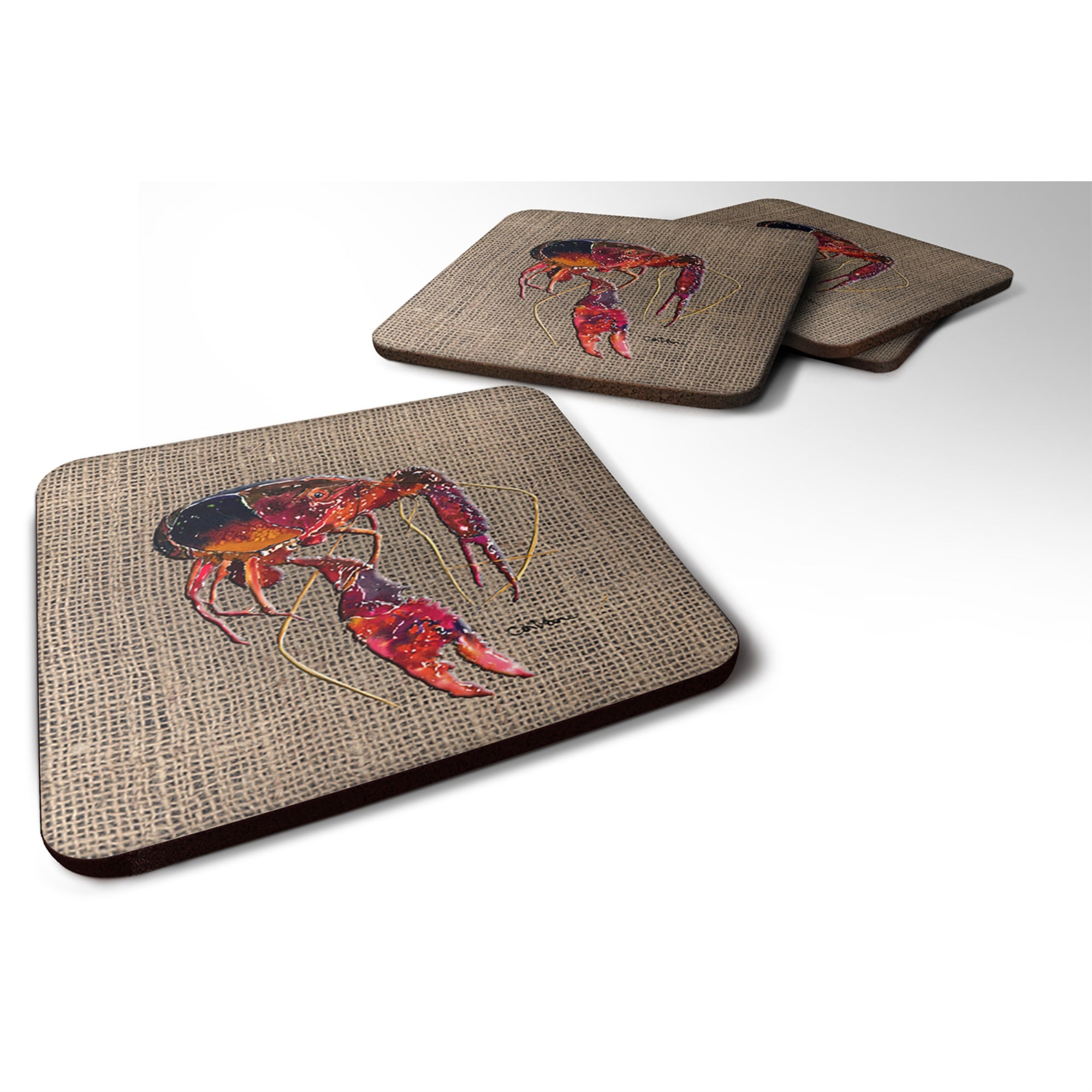 'Caroline'S Treasures 8739Fc Crawfish Foam Coasters (Set Of 4), 3.5'''' H X 3.5'''' W, Multicolor''